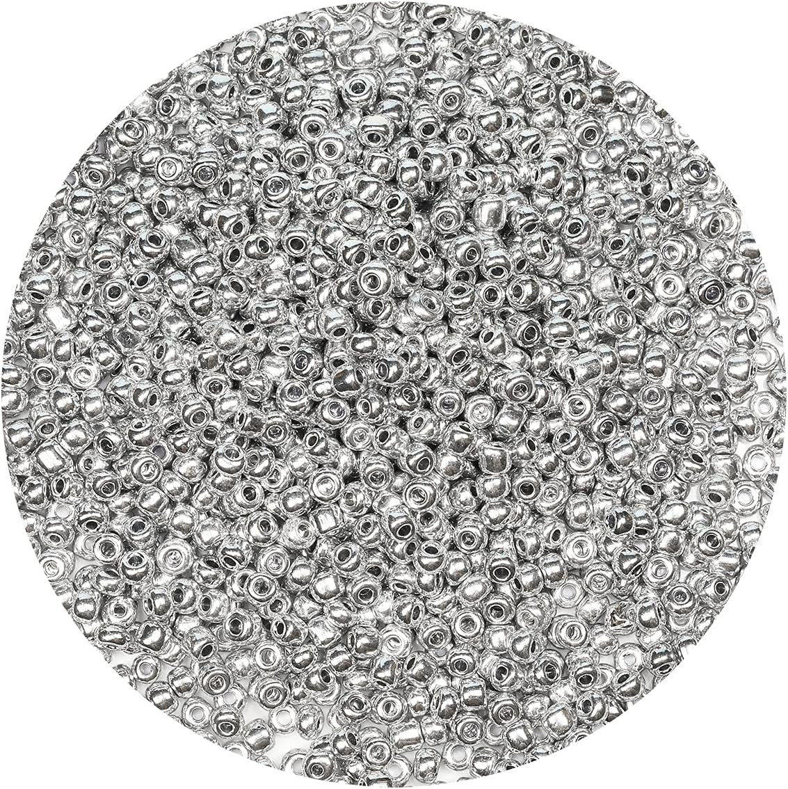 Opaque Silver Color 4mm Seed Beads About 1200pcs/100Grams in Bag, 6/0 Glass Craf