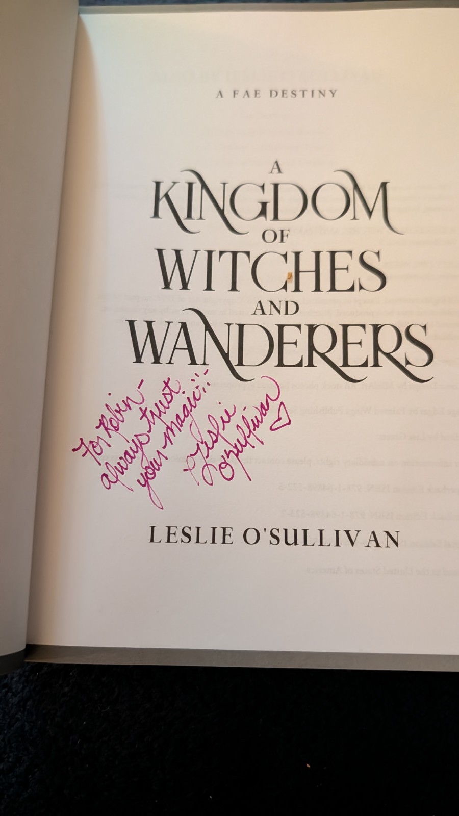 A Kingdom Of Witches And Wanders Leslie O’Sullivan Signed Sprayed Edge New