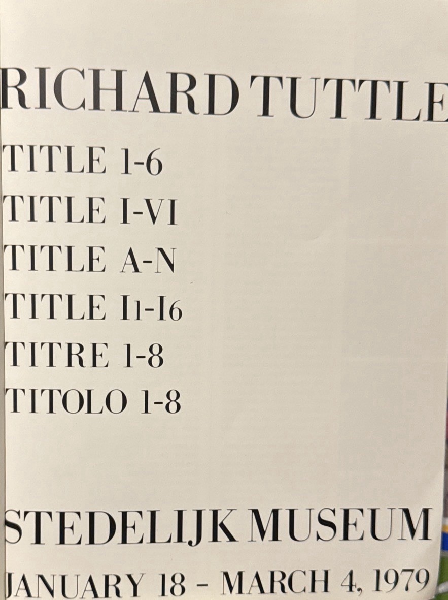 RICHARD TUTTLE STEDELIJK MUSEUM JANUARY 18 – MARCH 4, 1979Limited Edition No.648