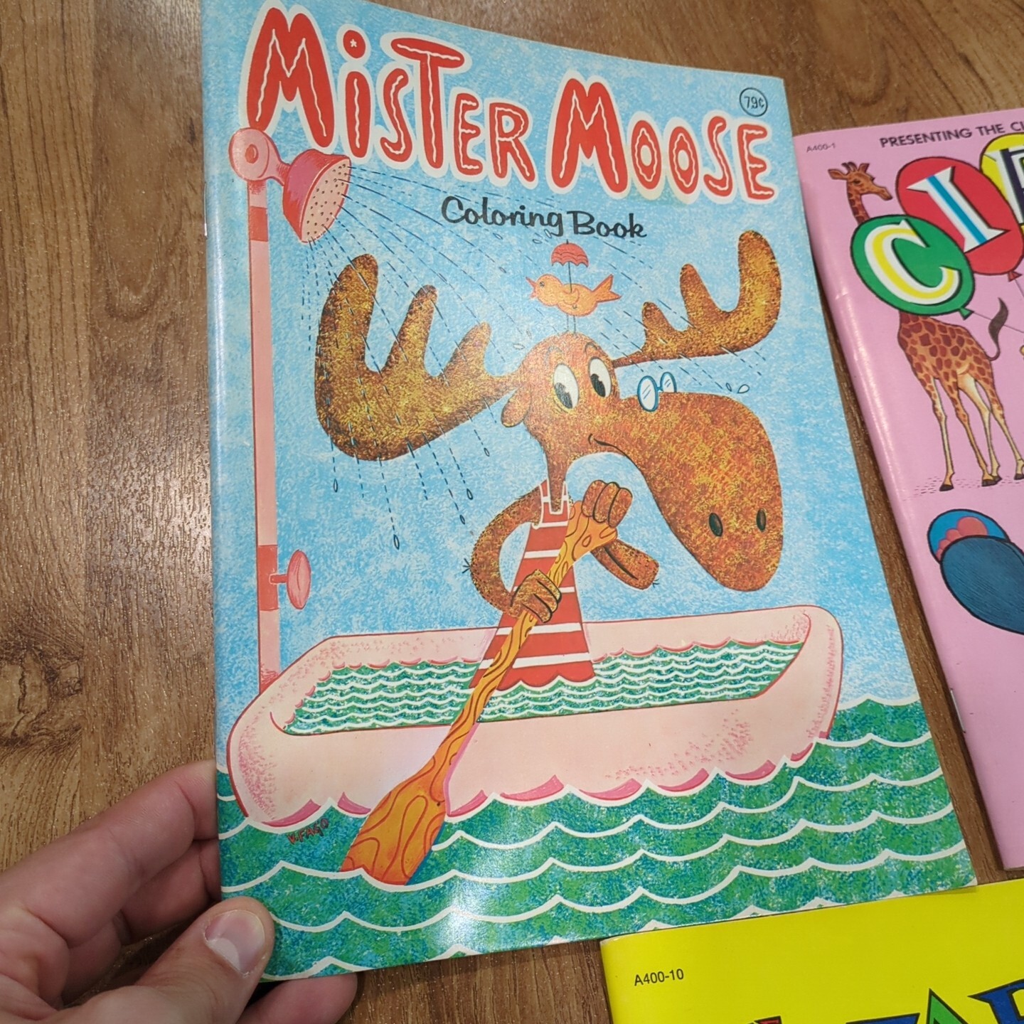Vintage 1978 Lot of 3 Coloring Books, Wizard of Oz, Mister Moose, Circus Clown