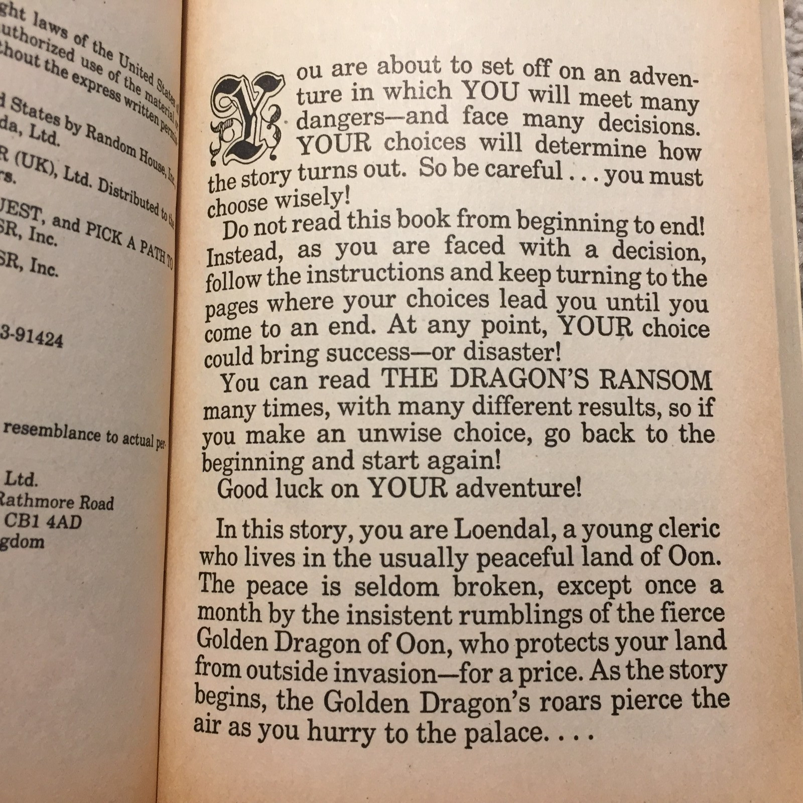The Dragon’s Ransom Laura French Endless Quest #16 1984 TSR Dungeons And Dragons