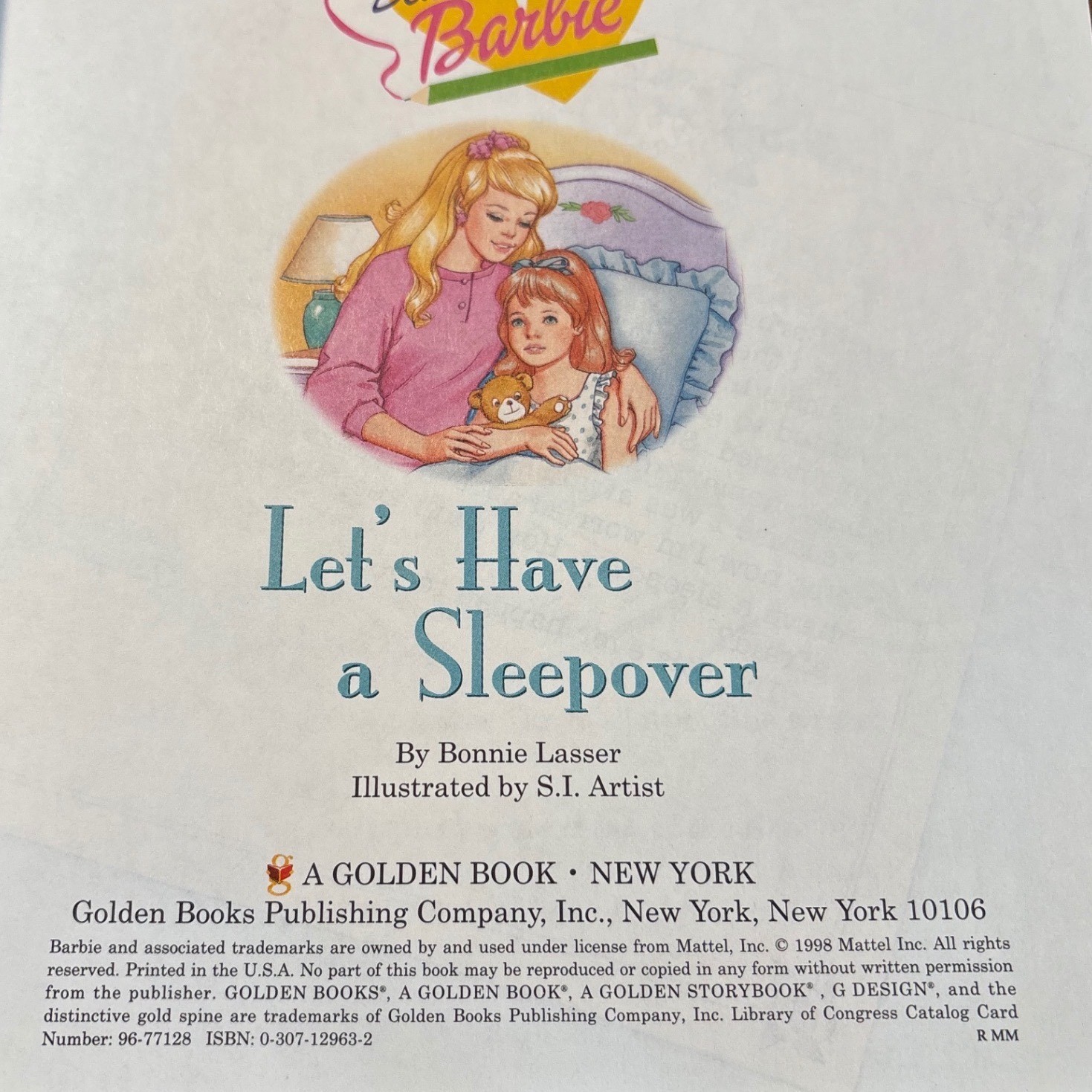 Golden Books Barbie Let’s Have a Sleepover Children’s Picture Book 1998