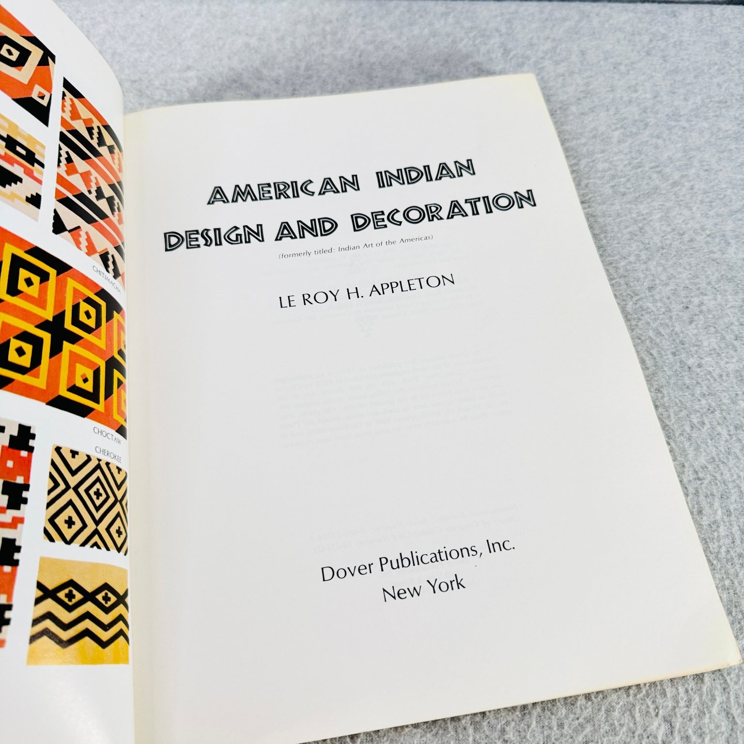 American Indian Design & Decoration Appleton 1971 Dover Edition Art History Book
