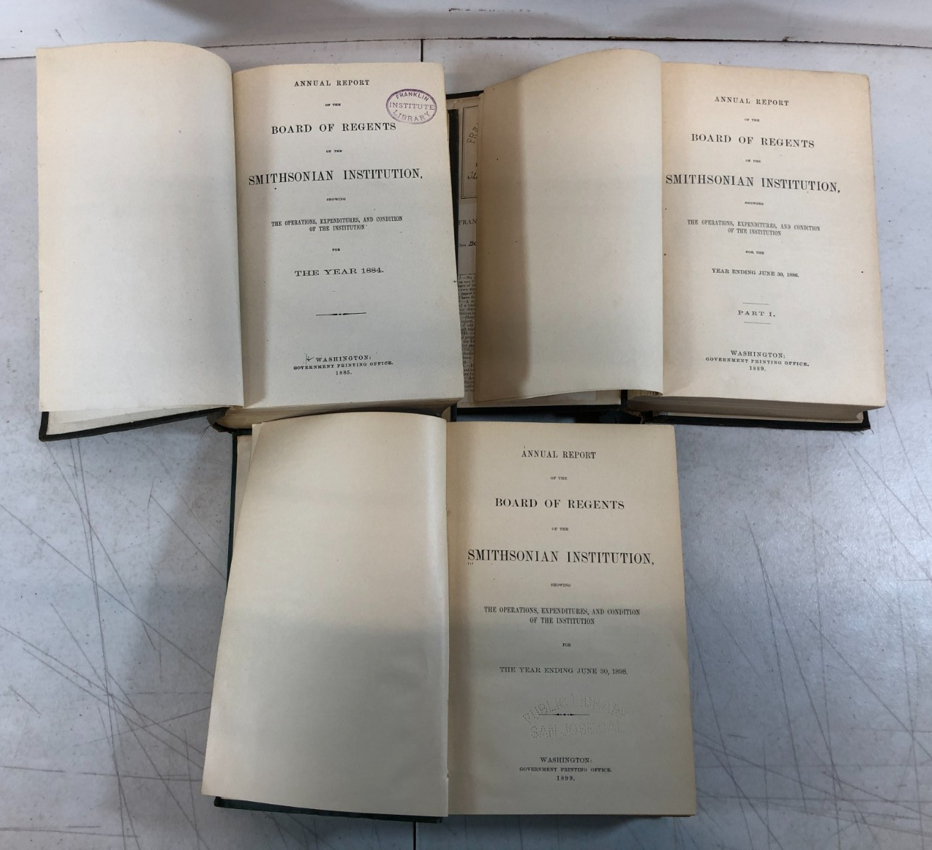 Annual Report Of The Smithsonian Institution, 13 v., Ex-library,1868-1899,ESet-6