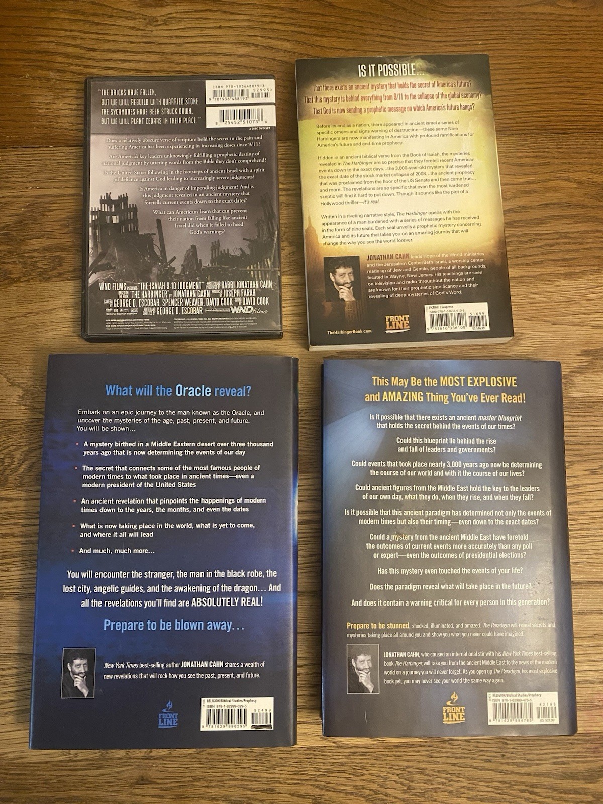Jonathan Cahn Book & DVD Lot Harbinger, Paradigm, Oracle, Isaiah 9:10 Judgement