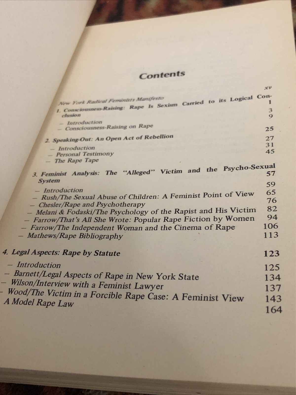Rape The First Sourcebook for Women By New York Radical Feminists 1st Edition