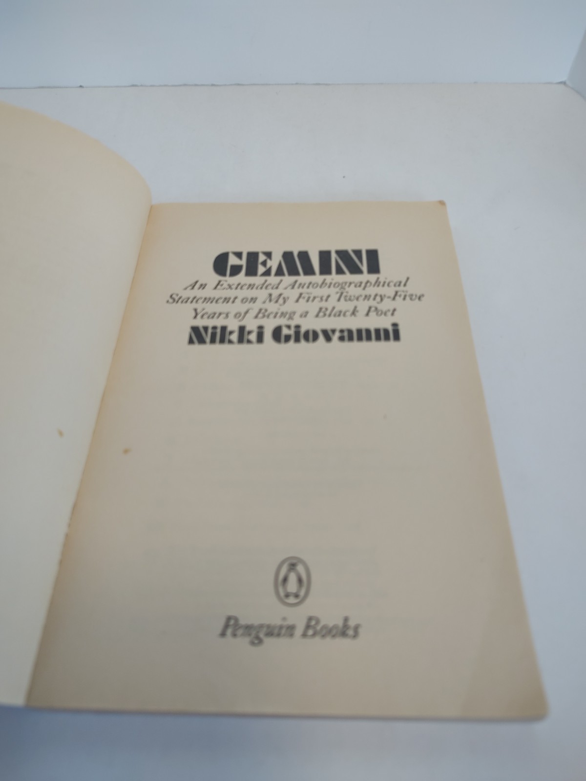 Gemini by Nikki Giovanni Paperback Autobiography 1960s America Life as a Poet