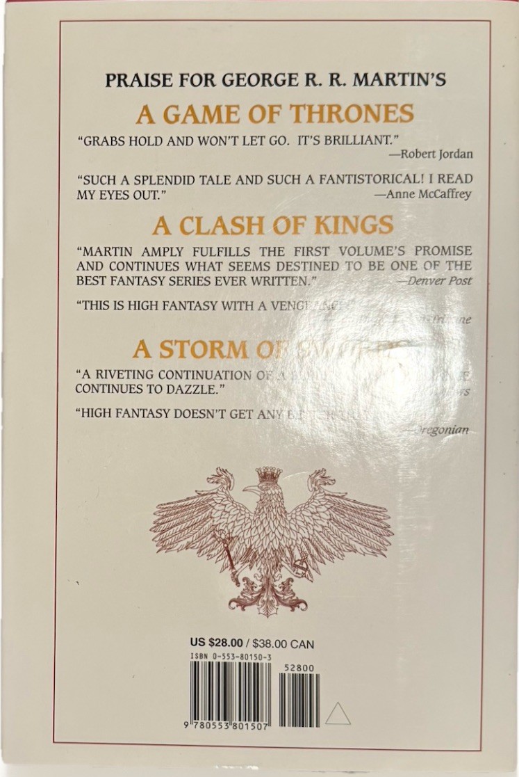 A Feast For Crows George RR Martin [1st Edition & 1st Printing]* Rare
