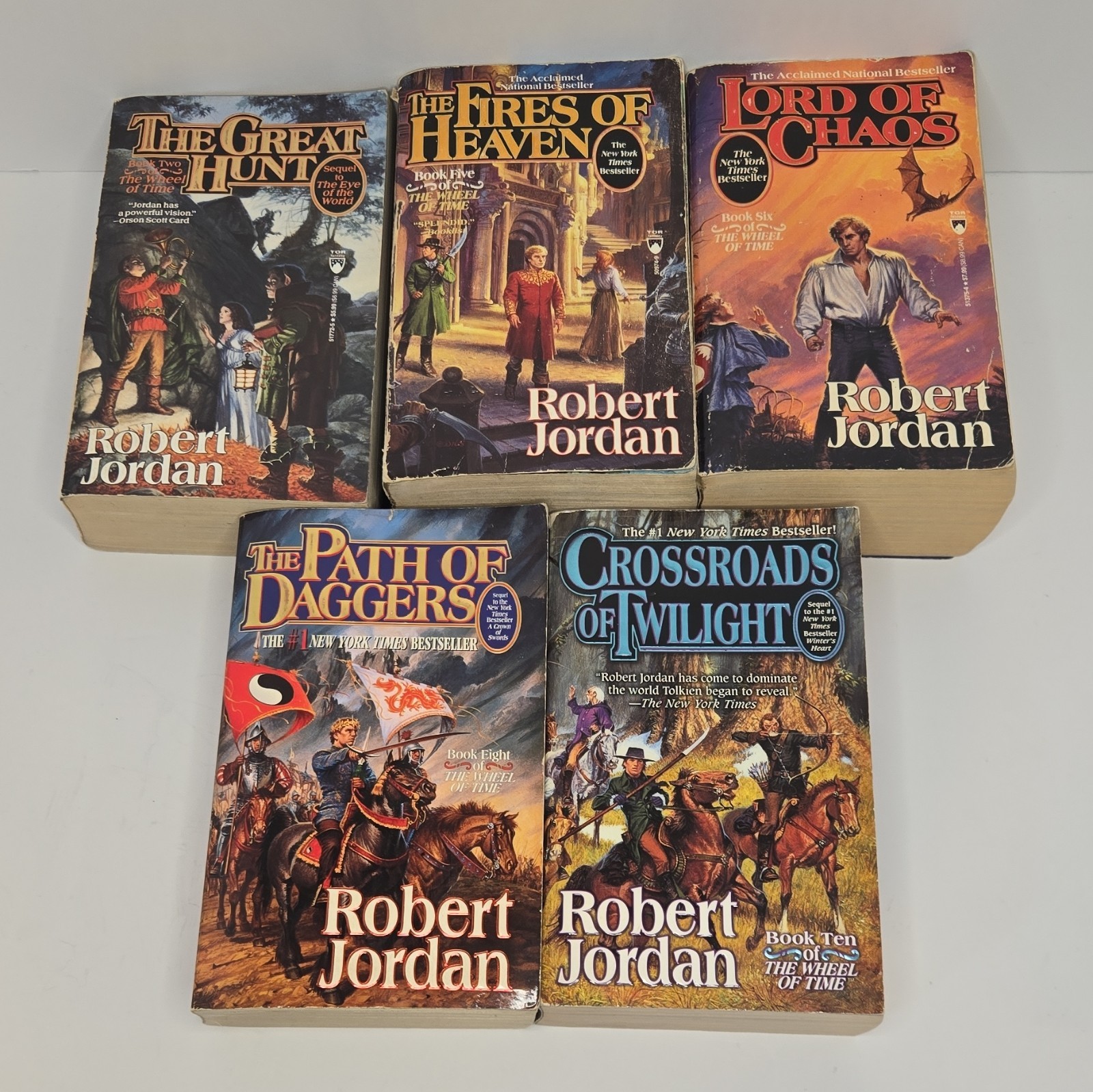Robert Jordan Wheel of Time Lot 5 Paperback The Great Hunt Lord of Chaos