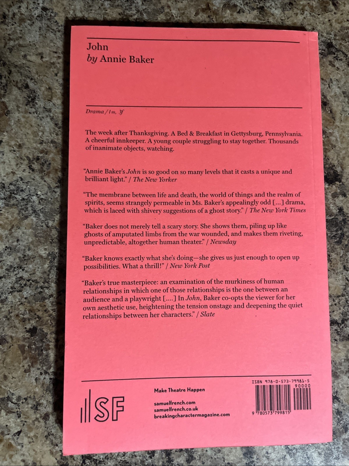 John Paperback Annie Baker Play Samuel French Paperback