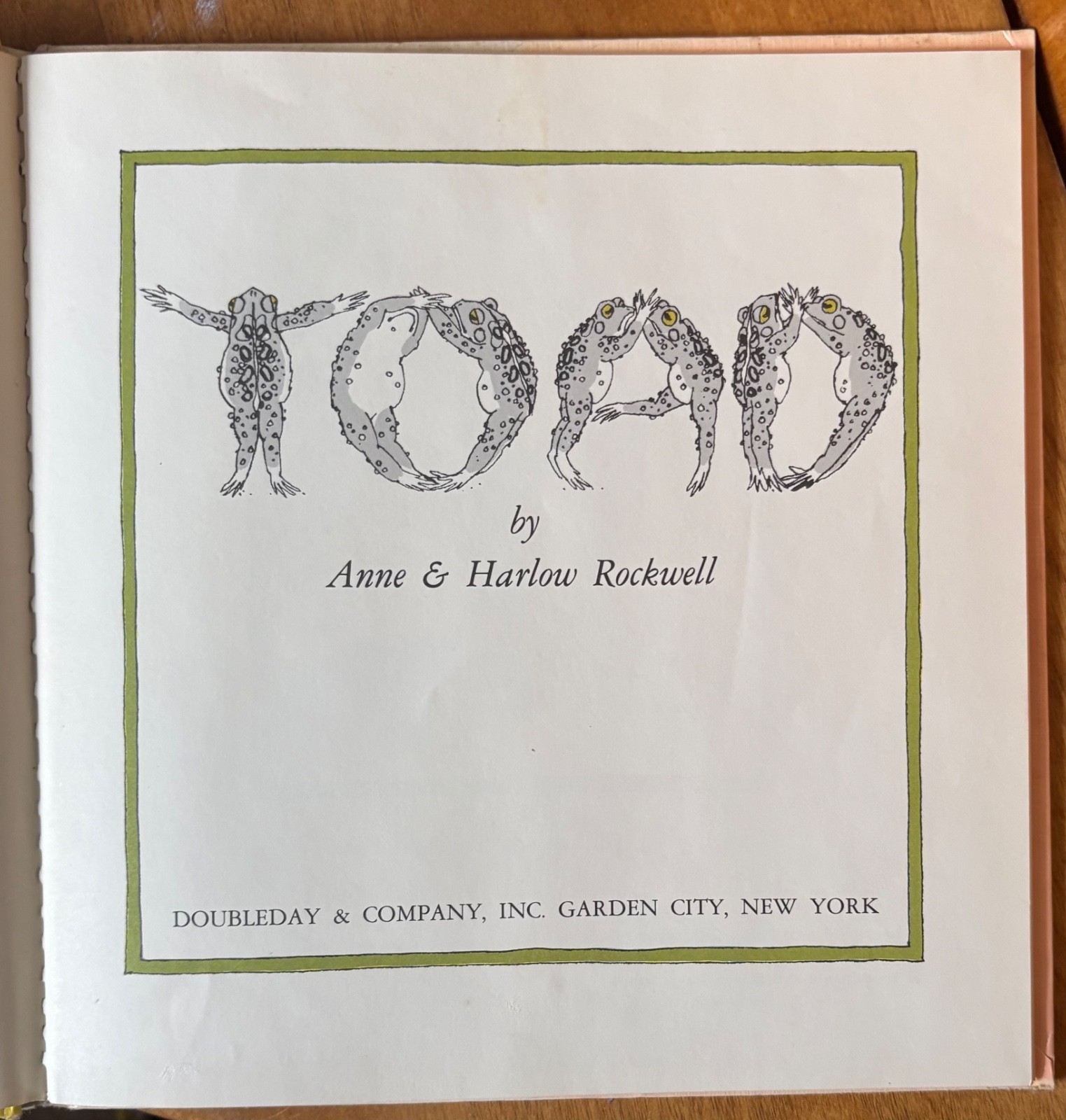 Toad by Anne Rockwell illustrated by Harlow Rockwell – Hardcover First Edition