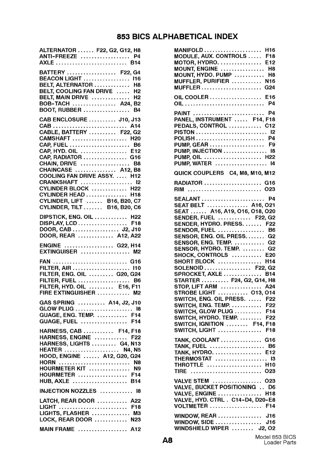 BOBCAT 853 Parts Manual 1998 SN 508418001 Up – STEEL WIRE BOUND – TOUGH COVERS