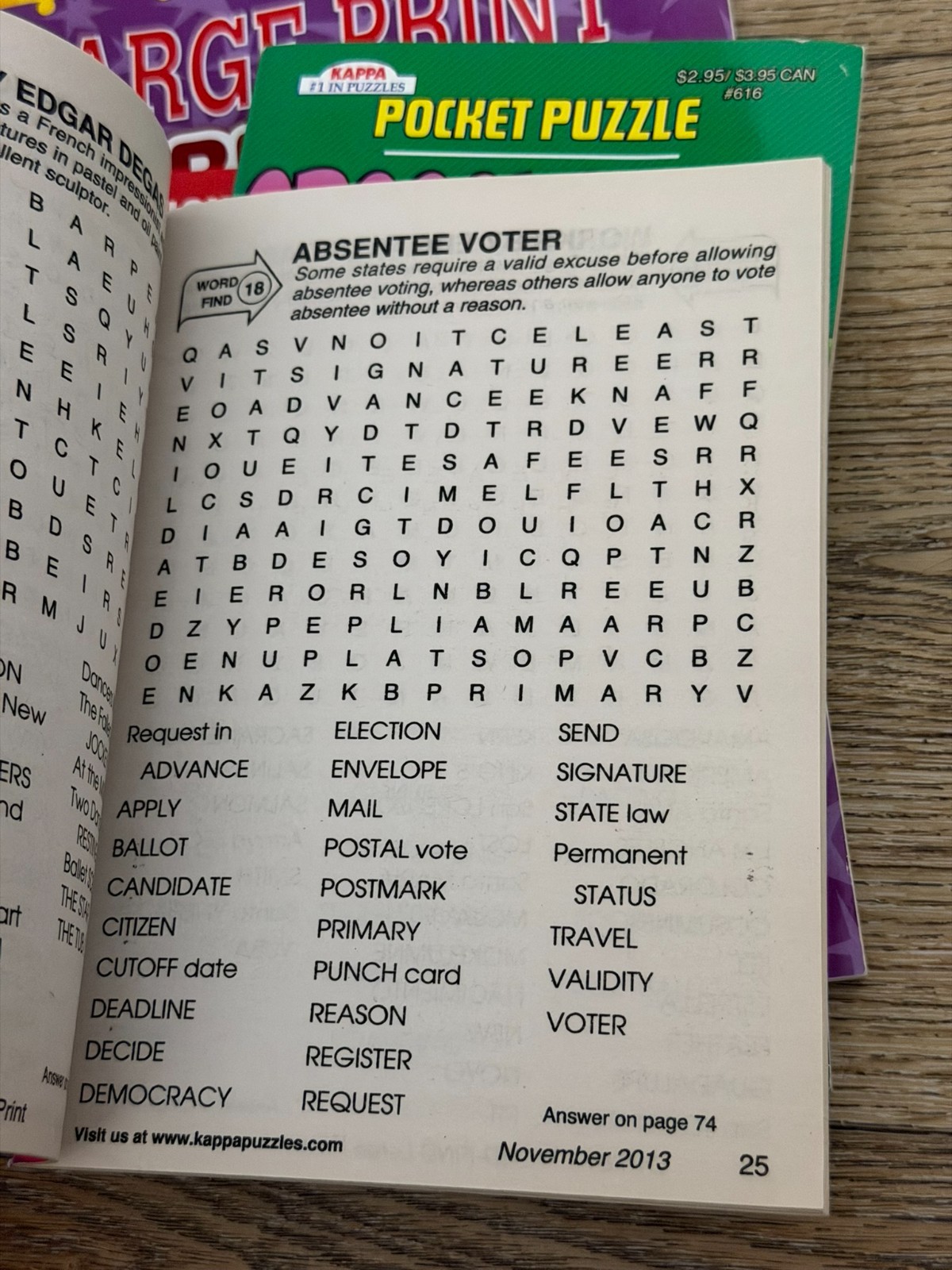 Puzzle Book Lot 6 Large Print Word Find Sudoku Crossword Kappa Puzzles