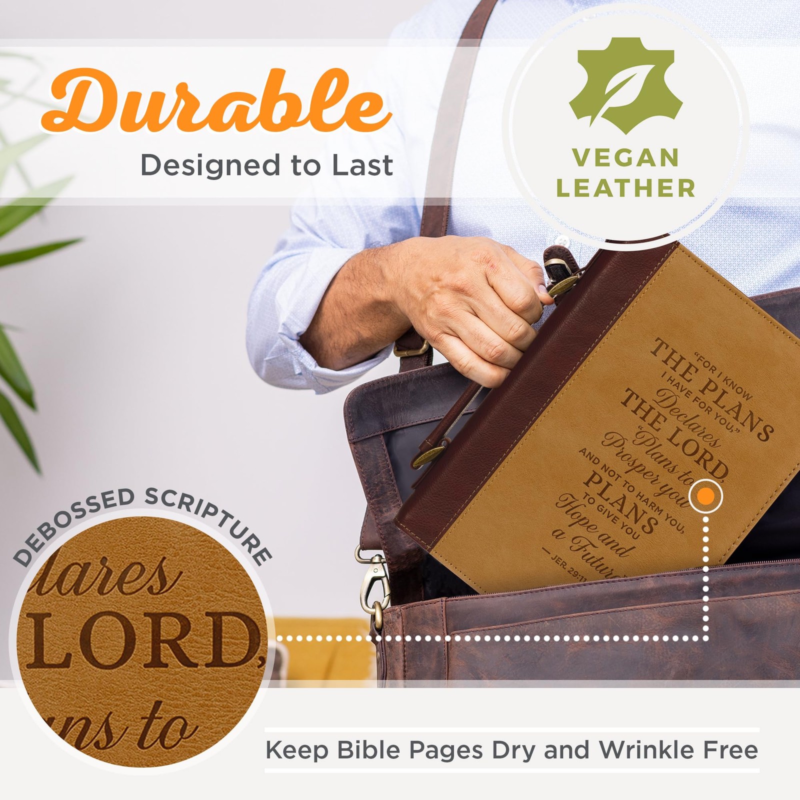 Classic Vegan Leather Bible Cover for Men & Women: Hope & Future Encouraging …