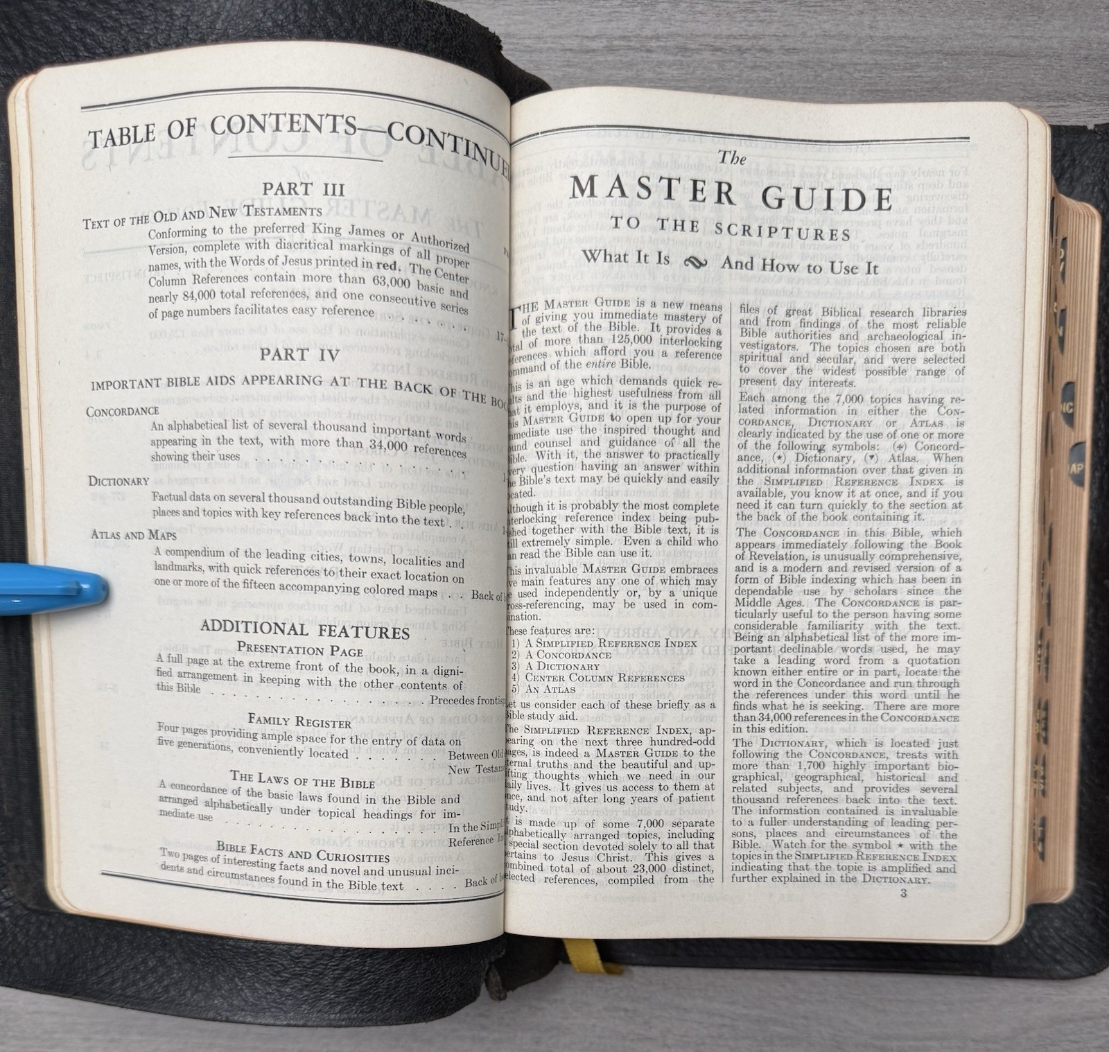 National KJV Bible 1939 Master Guide; Black GENUINE Leather; Indexed; Red Letter