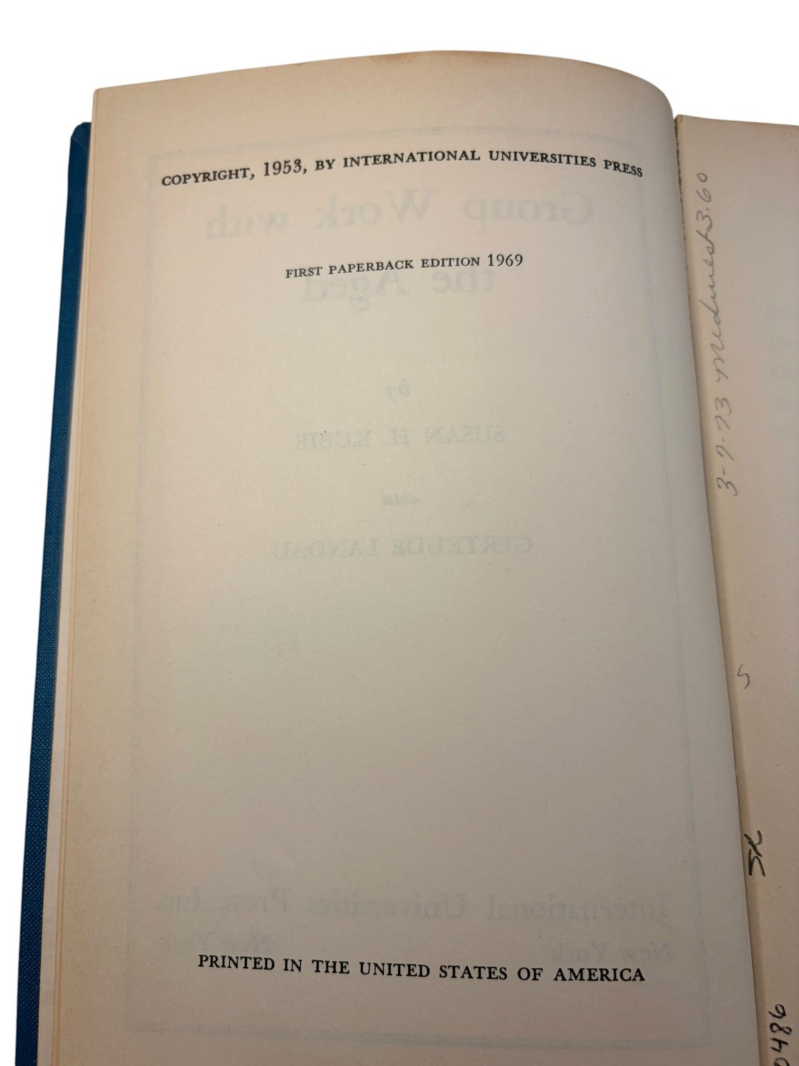 Group Work with the Aged Kubie Landau 1969 First Paperback Edition Gerontology