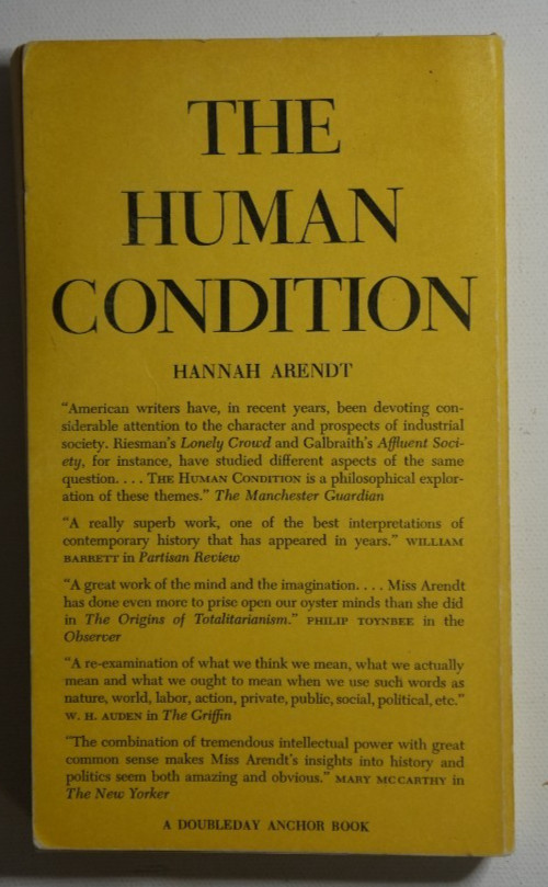 Hannah Arendt – The Human Condition. Anchor Books. Edward Gorey, Leonard Baskin