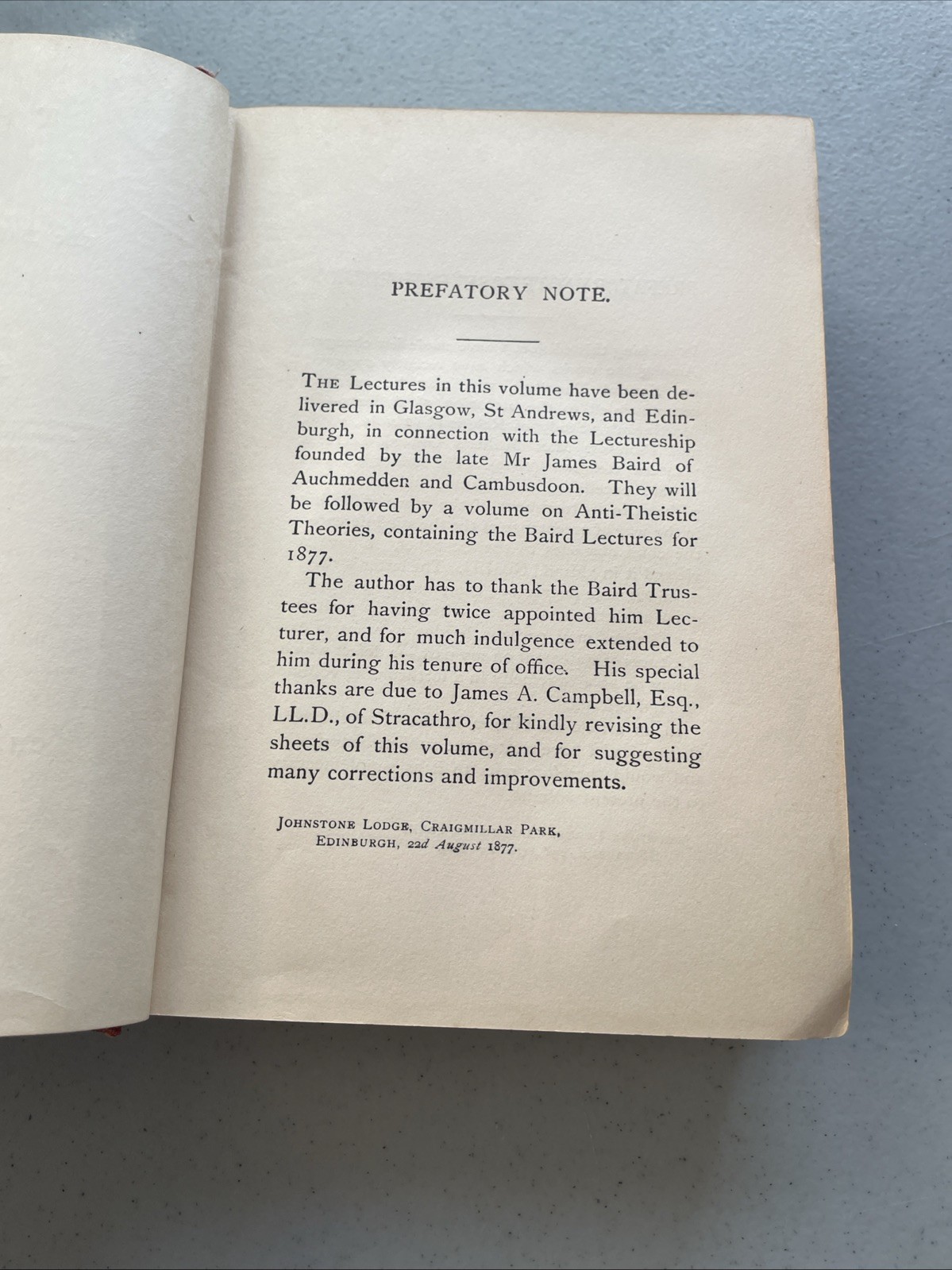 Theism (1907) Being the Baird Lecture for 1877