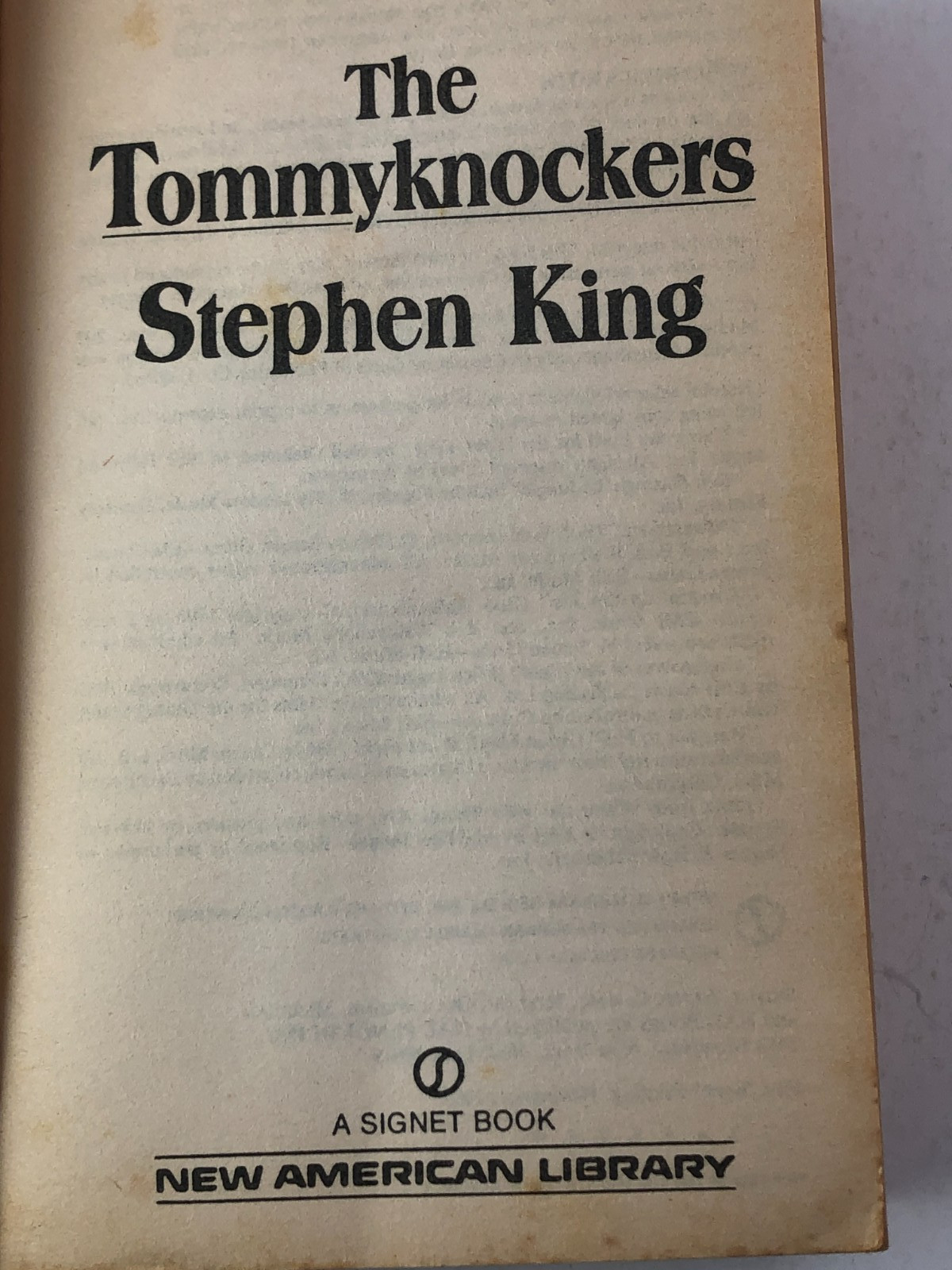 The Tommyknockers Stephen King 1988 First Signet Printing 1988 Paperback Horror
