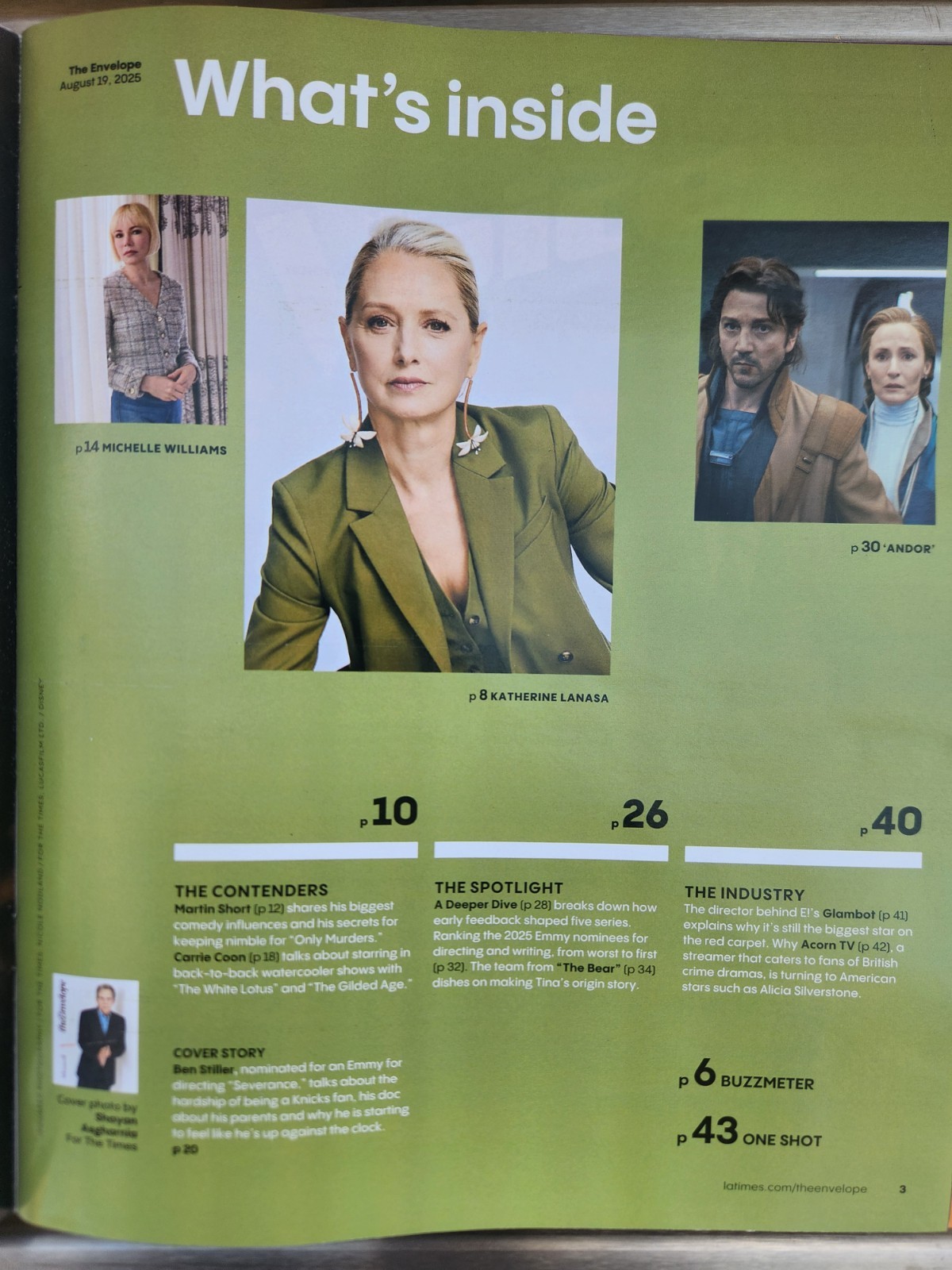 LA Times The Envelope Magazine Severance Ben Stiller Andor Michelle Williams