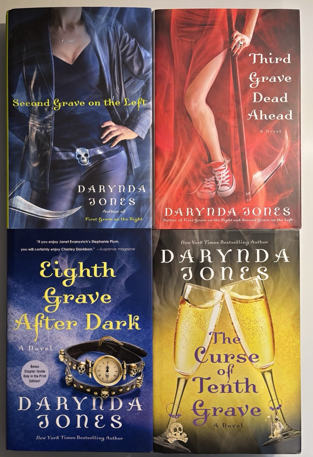 Darynda Jones “Grave” Paranormal Mysteries Lot of 4, (2,3,8,10) SIGNED, HC DJ.