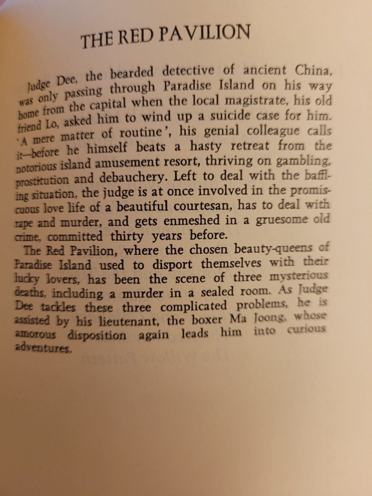 Robert van Gulik: The Red Pavilion: A Judge Dee Mystery. 1994 English