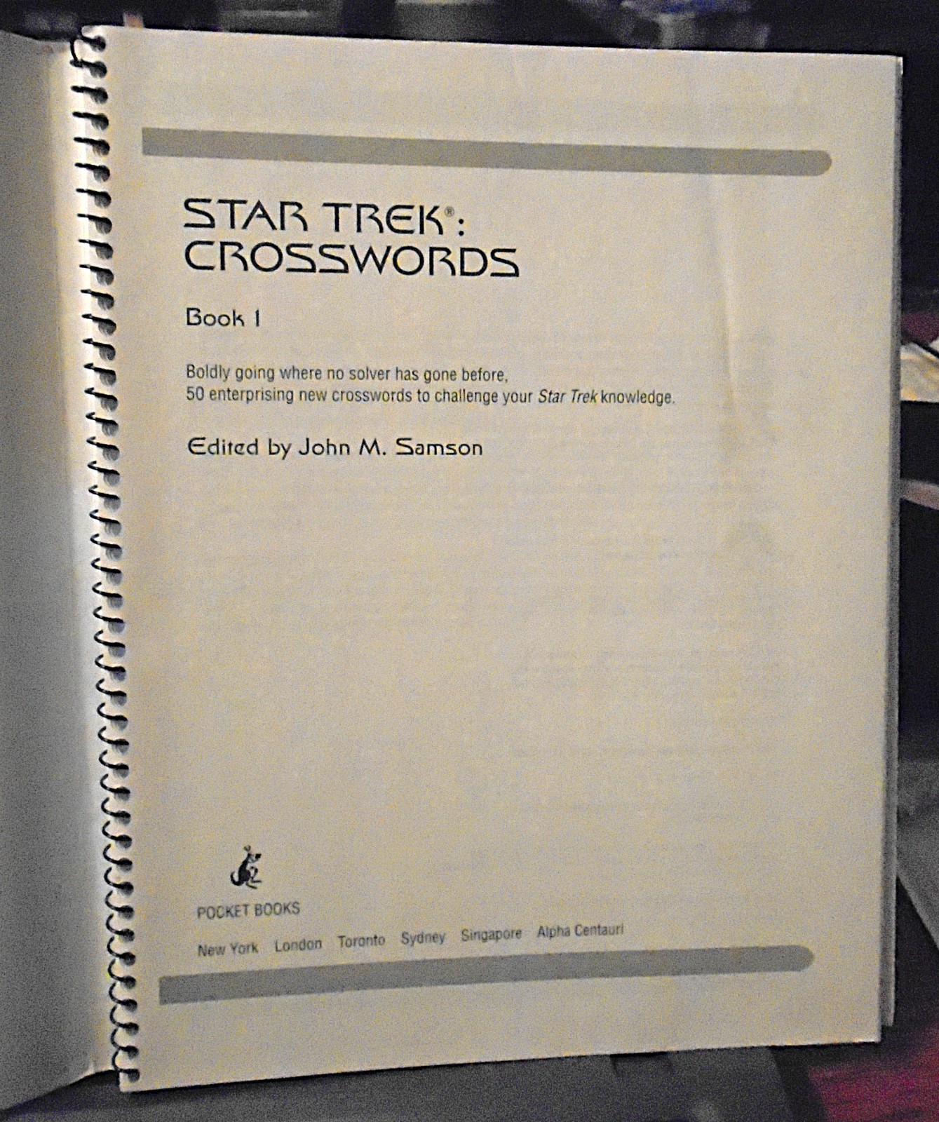 Star Trek Crosswords Book 1 – John M. Samson – 2003 – Spiral Bound – Very Good