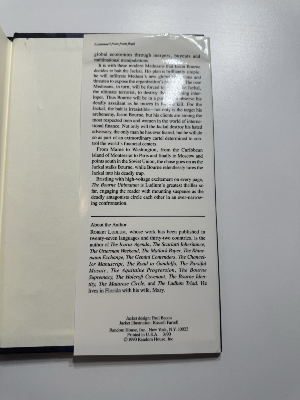 The Bourne Ultimatum, Robert Ludlum (1990) 1st Edition 2nd Printing Hardcover DJ