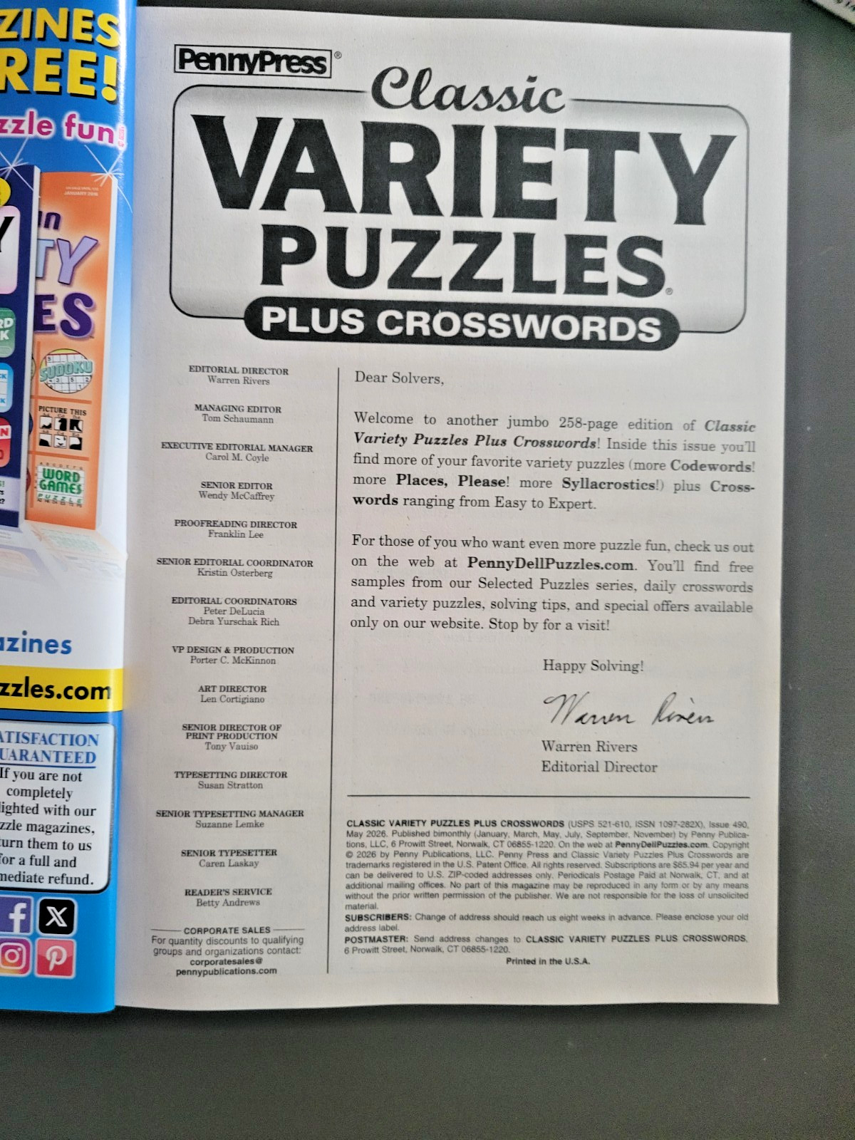 Lot of 2 Classic Variety Puzzles Plus Crosswords by Penny Press – Jumbo Specials