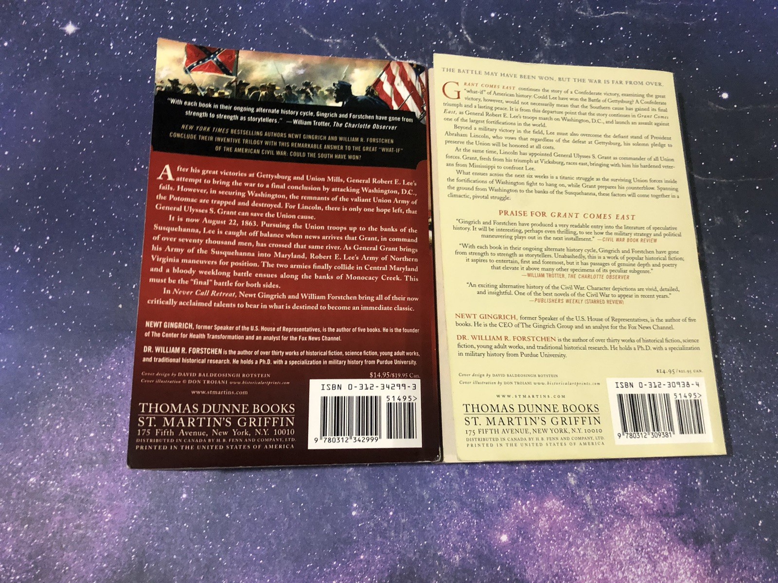Newt Gingrich William R. Forstrchen 2 Civil War Books lot Never Call Retreat