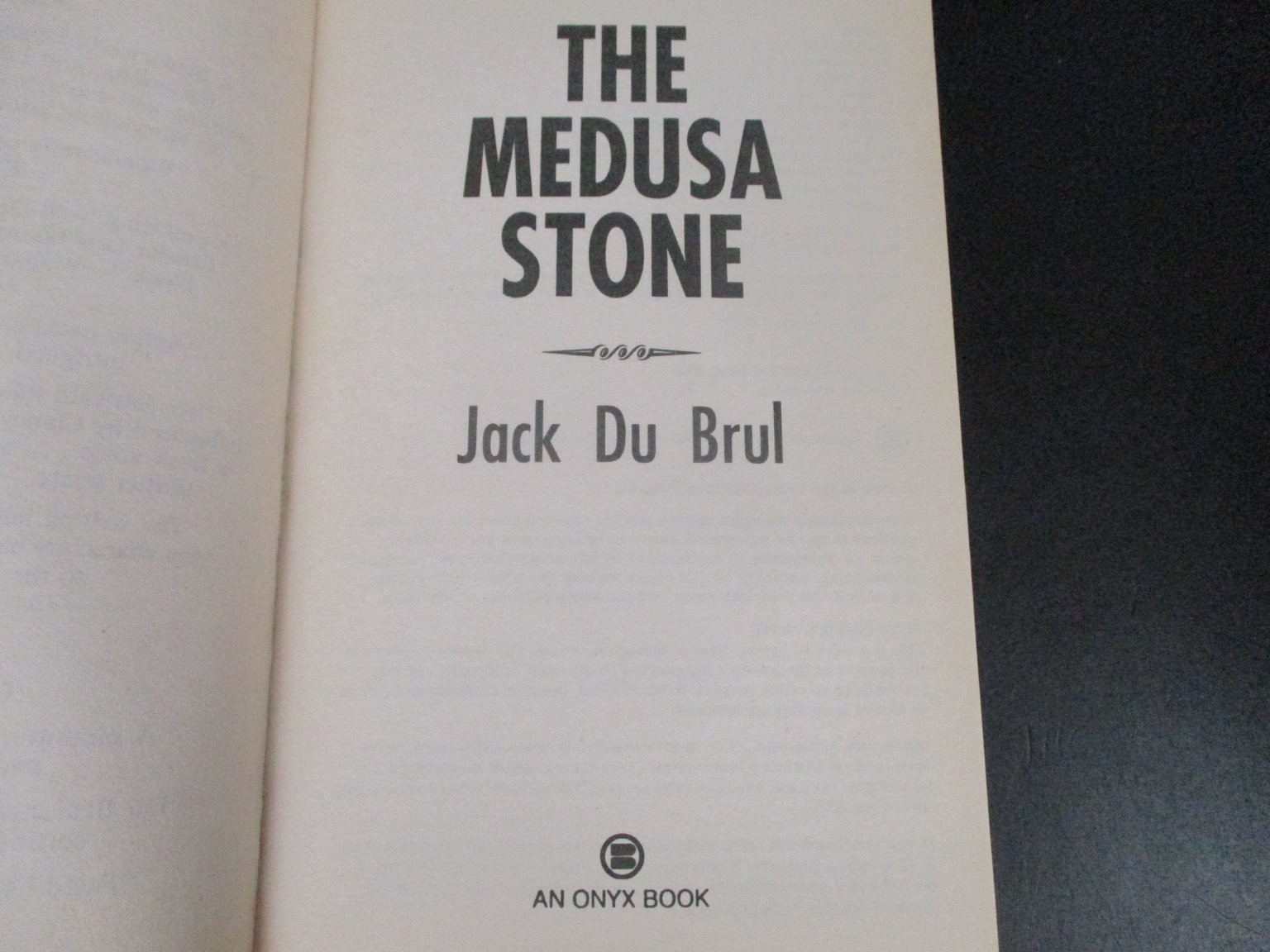 The Medusa Stone Jack Du Brul 1993 Trade Paperback Onyx Adventure