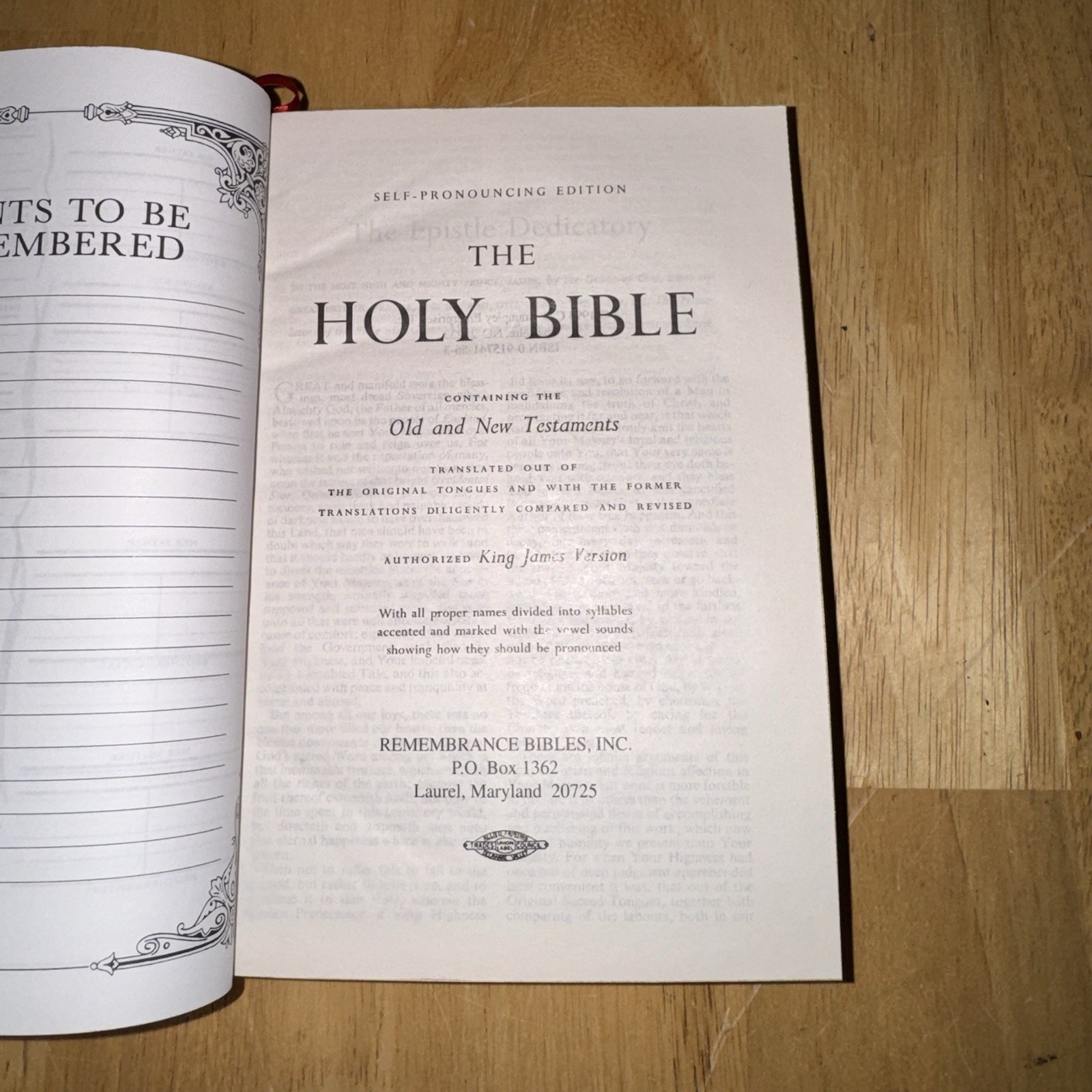 NEW Holy Bible KJV National Bible Press 1994, Remembrance Edition C.D. Stampley
