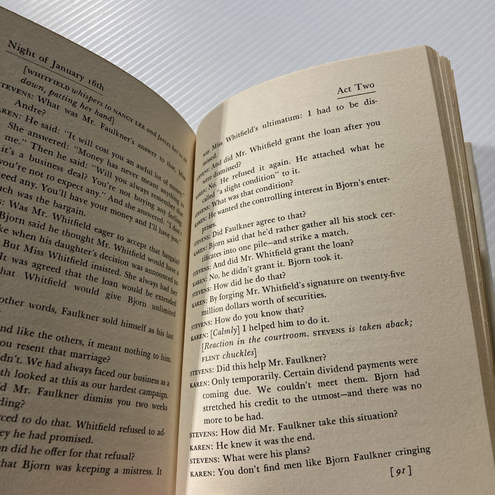 Night of January 16th : A Play by Ayn Rand (1st Edition /Printing HCDJ 1968)
