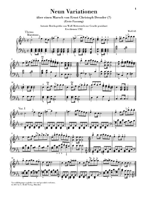 Ludwig van Beethoven Piano Variations, Volume 1 – Revised Edition