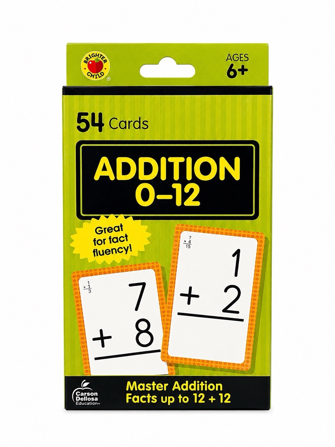 Brighter Child Addition 0 to 12 Flash Cards, 54 Cards ~ Grades 1-3 / Age 6+ NEW