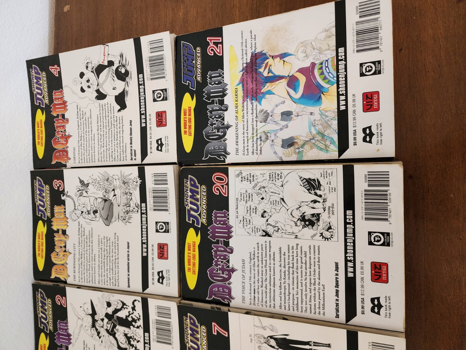 D.Gray man Volumes 1,2,3,4,5,7,20,21 Manga Lot of 8, English Shonen Jump Anime