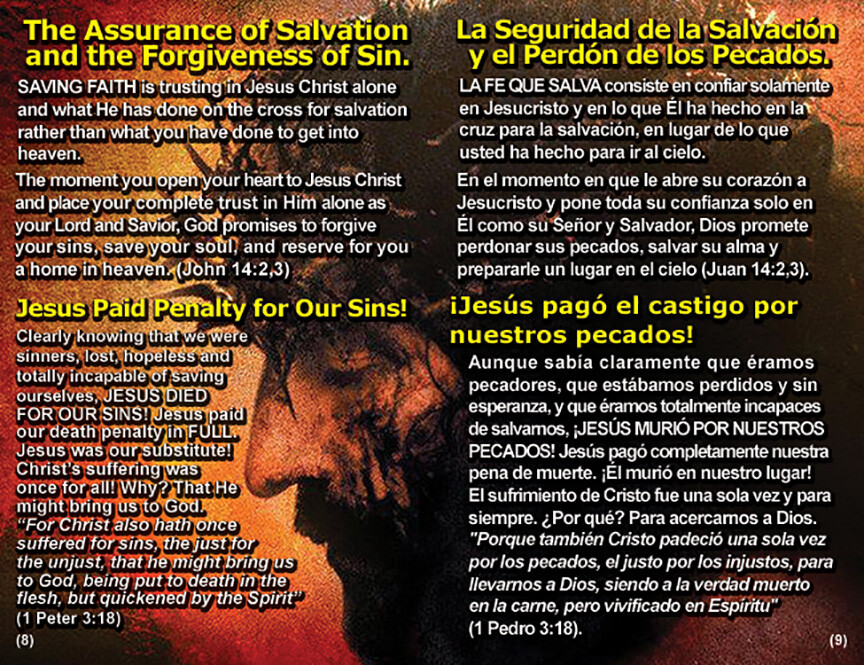 English/Spanish, RAPTURE Gospel Bible Tracts, 40 PK in 2 Covers, 20 Pages Ea.