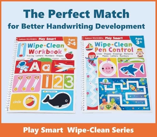 ABIS Wipe Clean Workbook for Kids 80 Pages Trace Letters Numbers Shapes Activ…