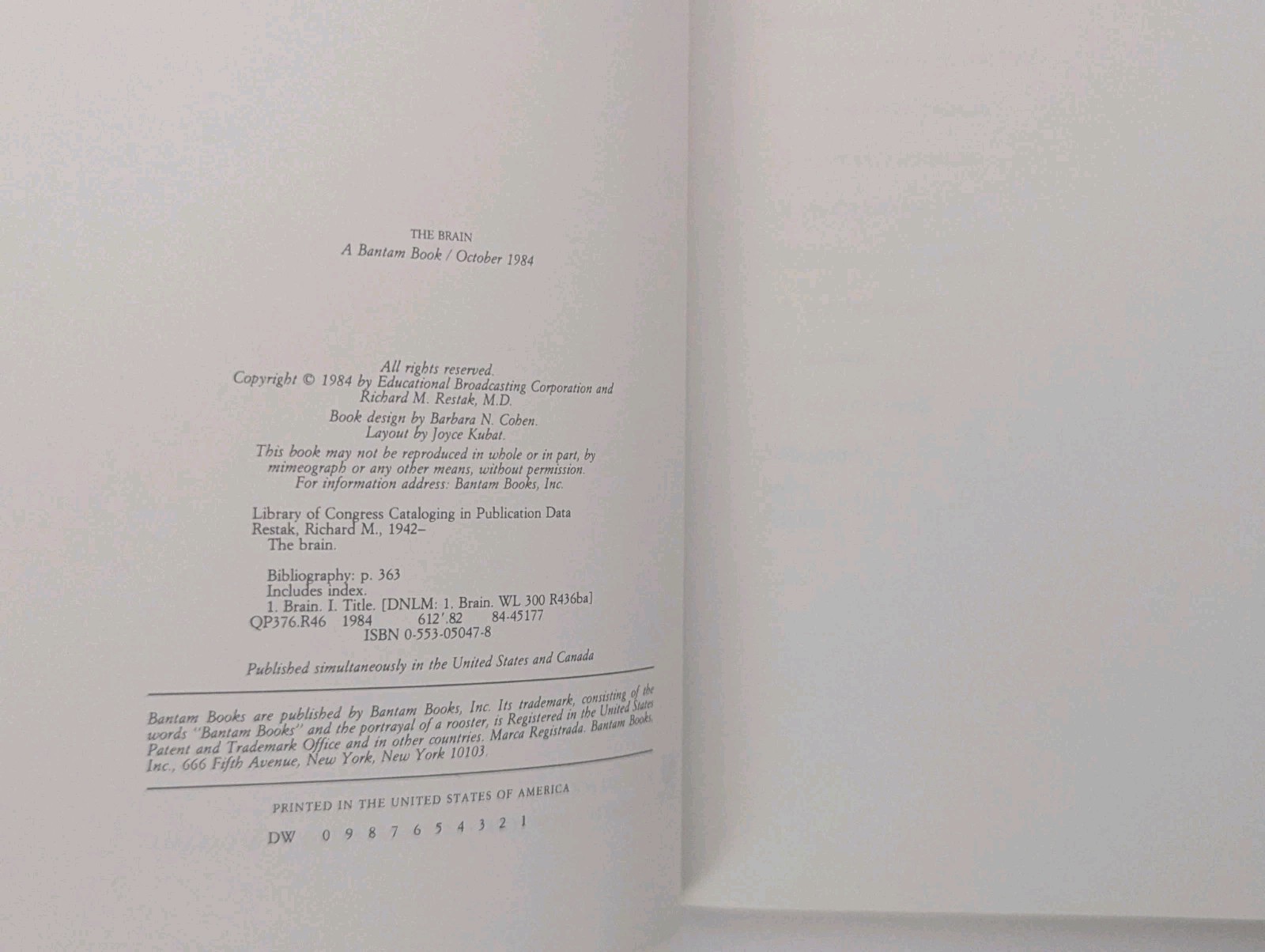 The Brain by Richard Restak 1st Edition 1984 Hardcover Dust Jacket Vintage Book