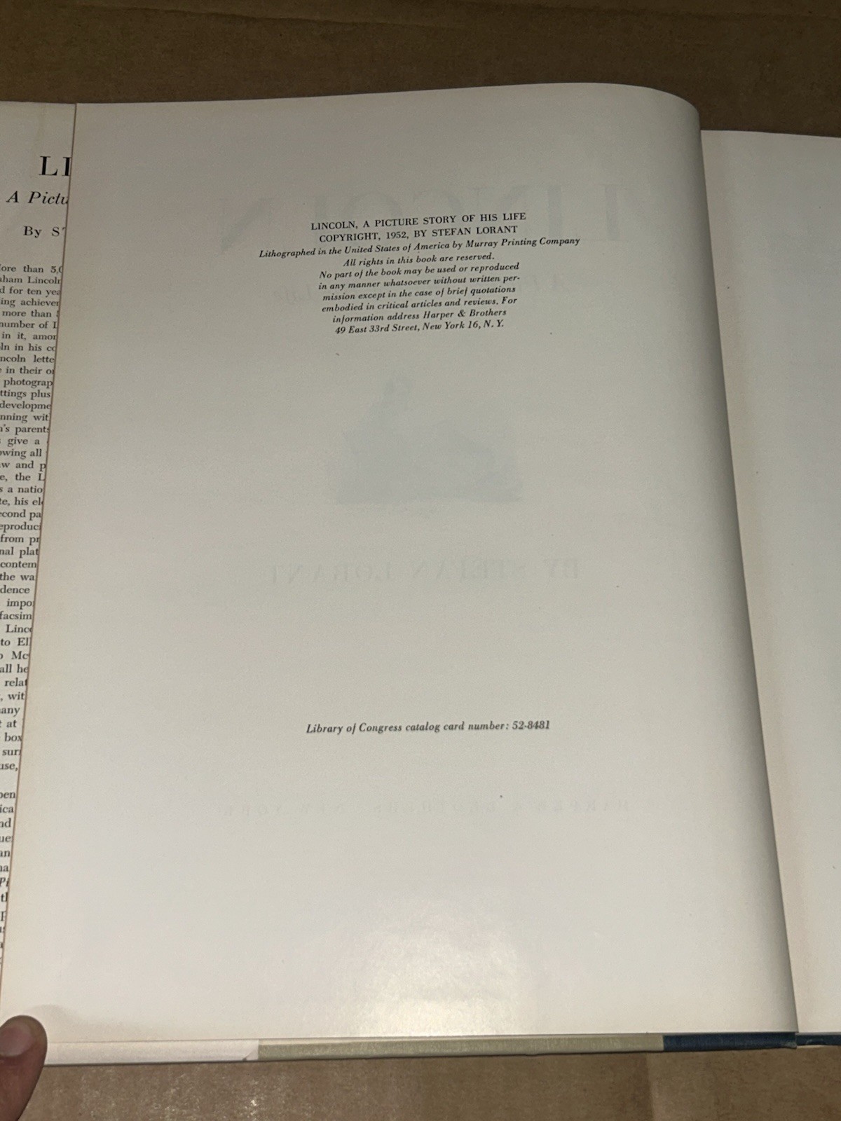 Lincoln A Picture Story of His Life Lorant 1952 Book Club Edition Illustrated