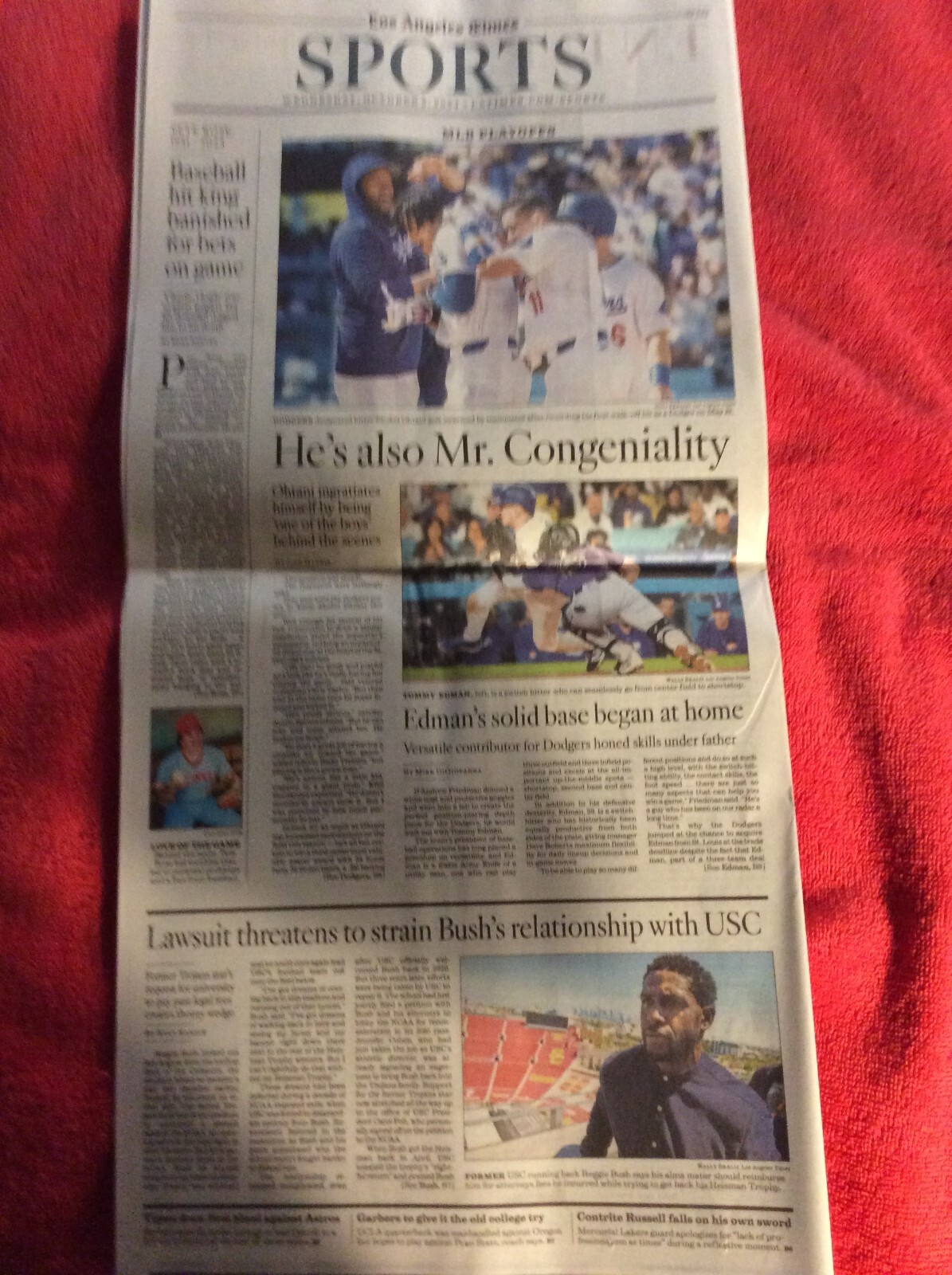 LA TIMES SPORTS SECTION OCTOBER 2 2024 DODGERS SHOHEI OHTANI PETE ROSE OBITUARY