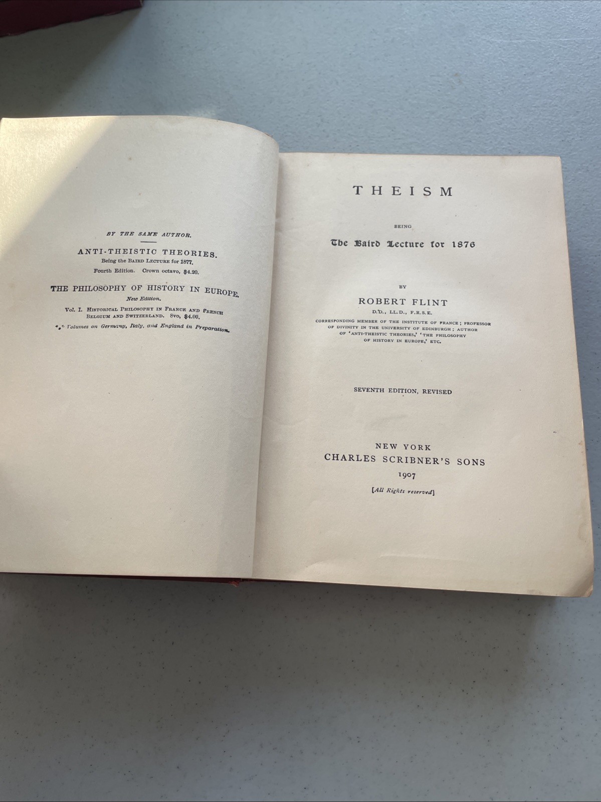 Theism (1907) Being the Baird Lecture for 1877