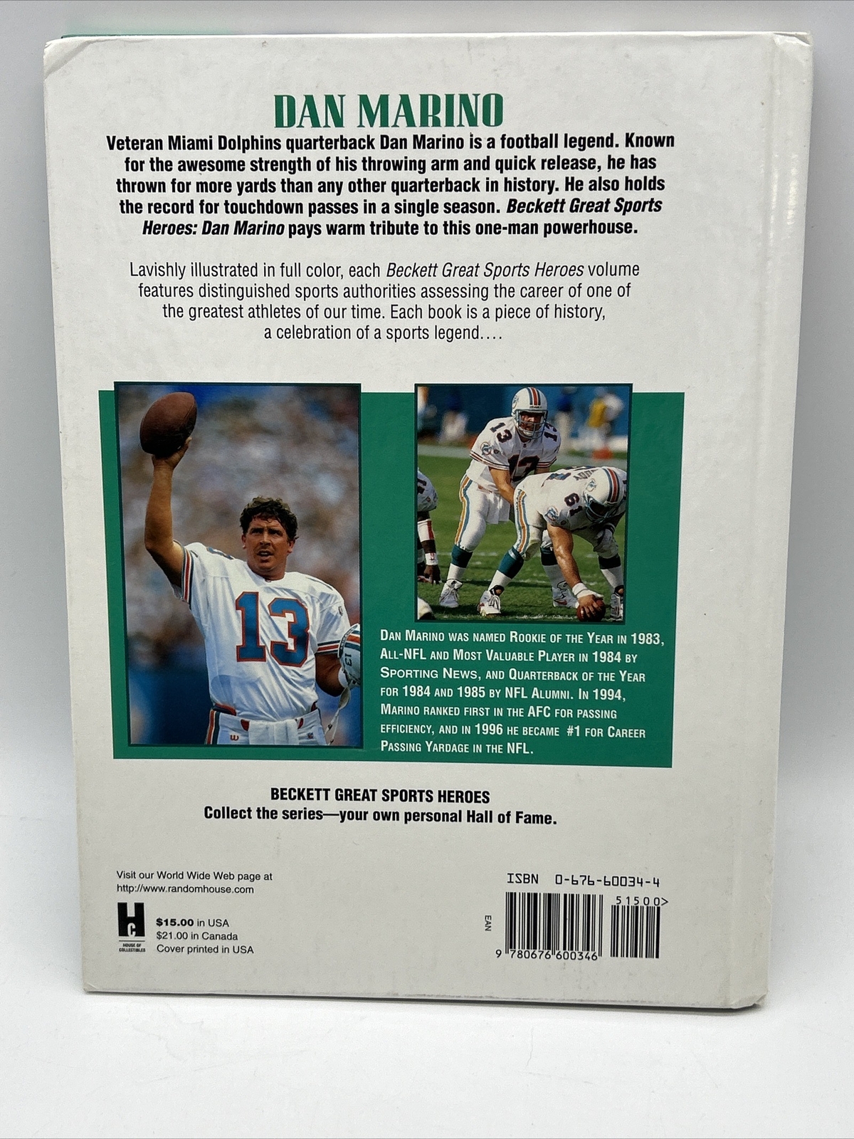 Beckett Great Sports Heroes: Dan Marino by House of Collectibles Staff Vintage