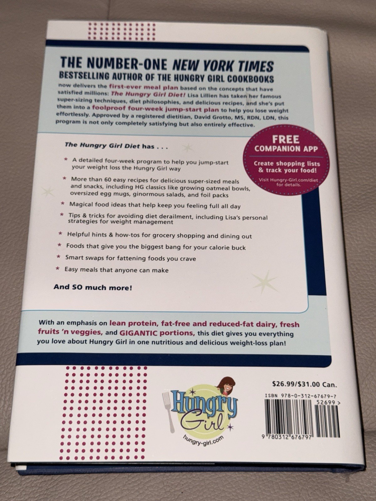 The Hungry Girl Diet Lisa Lillien Hardcover Weight Loss Plan
