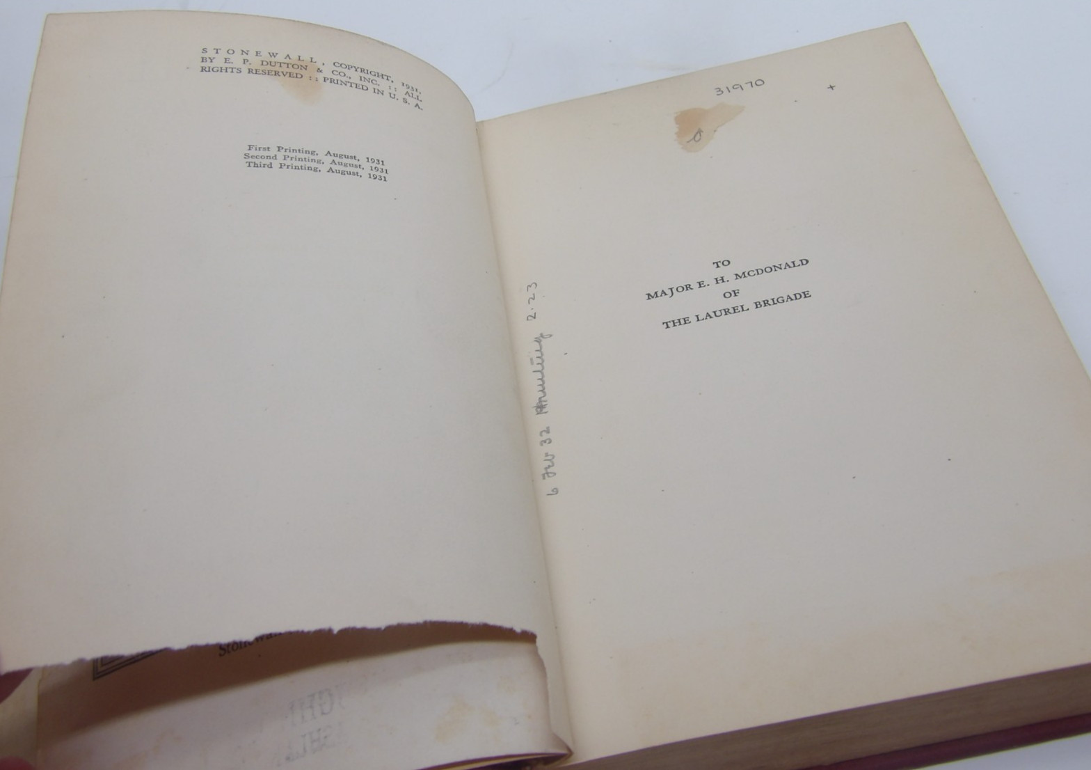 Stonewall by Julia Davis Adams Hardback Book Vintage 1931 Stonewall Jackson