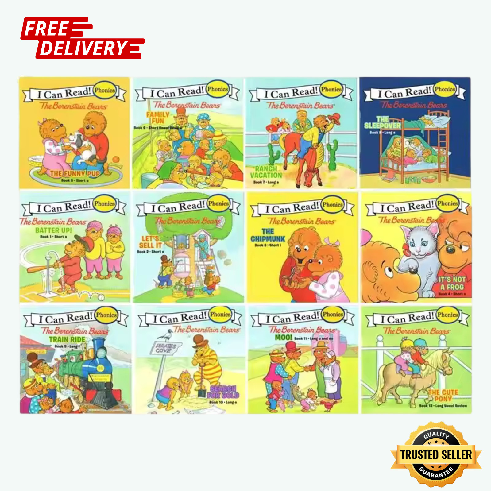 Berenstain Bears I Can Read Phonics Book Lot – 12 Early Learning Books