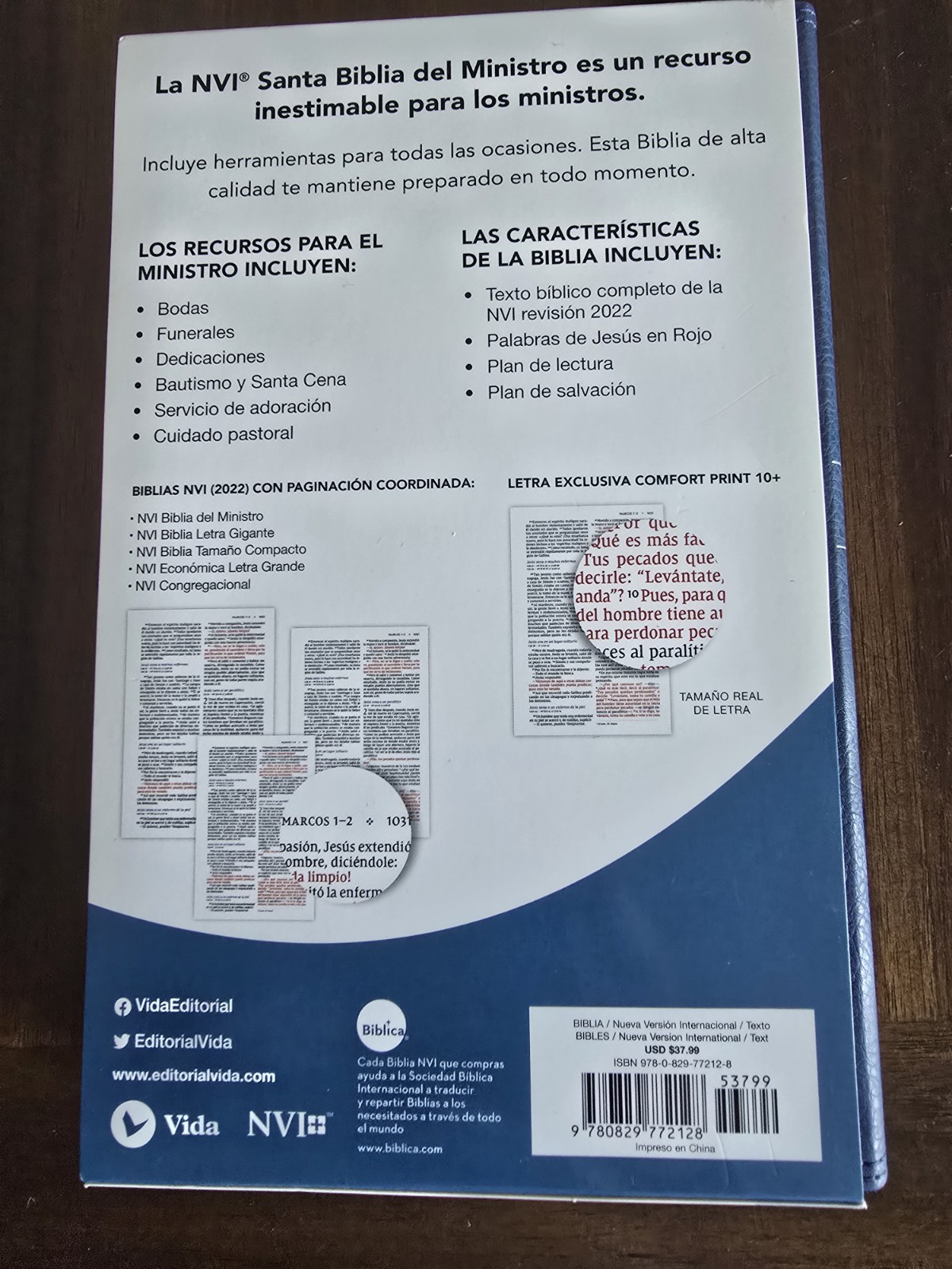 Vida Santa Biblia Del Ministro Letra grande NVI Imitation Leather 2023