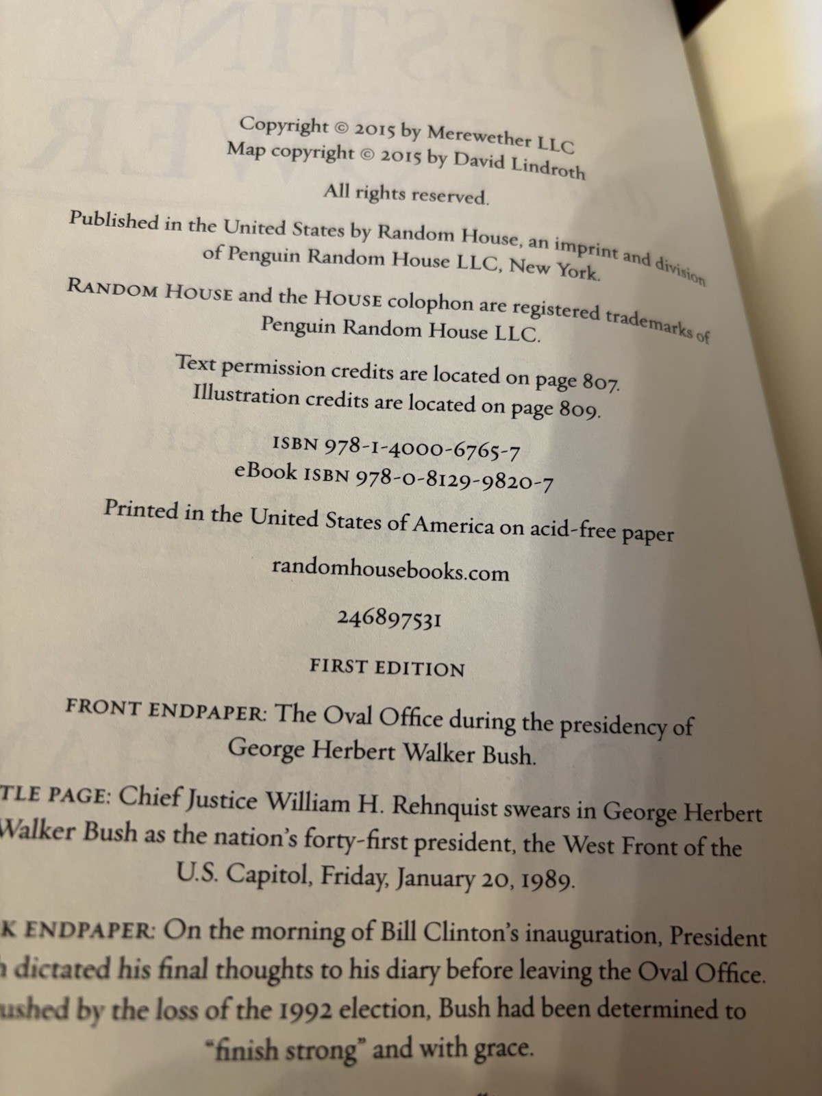 Destiny and Power. Jon Meacham. Signed 1st HC Ptg. RH 2015. Fine/VG+