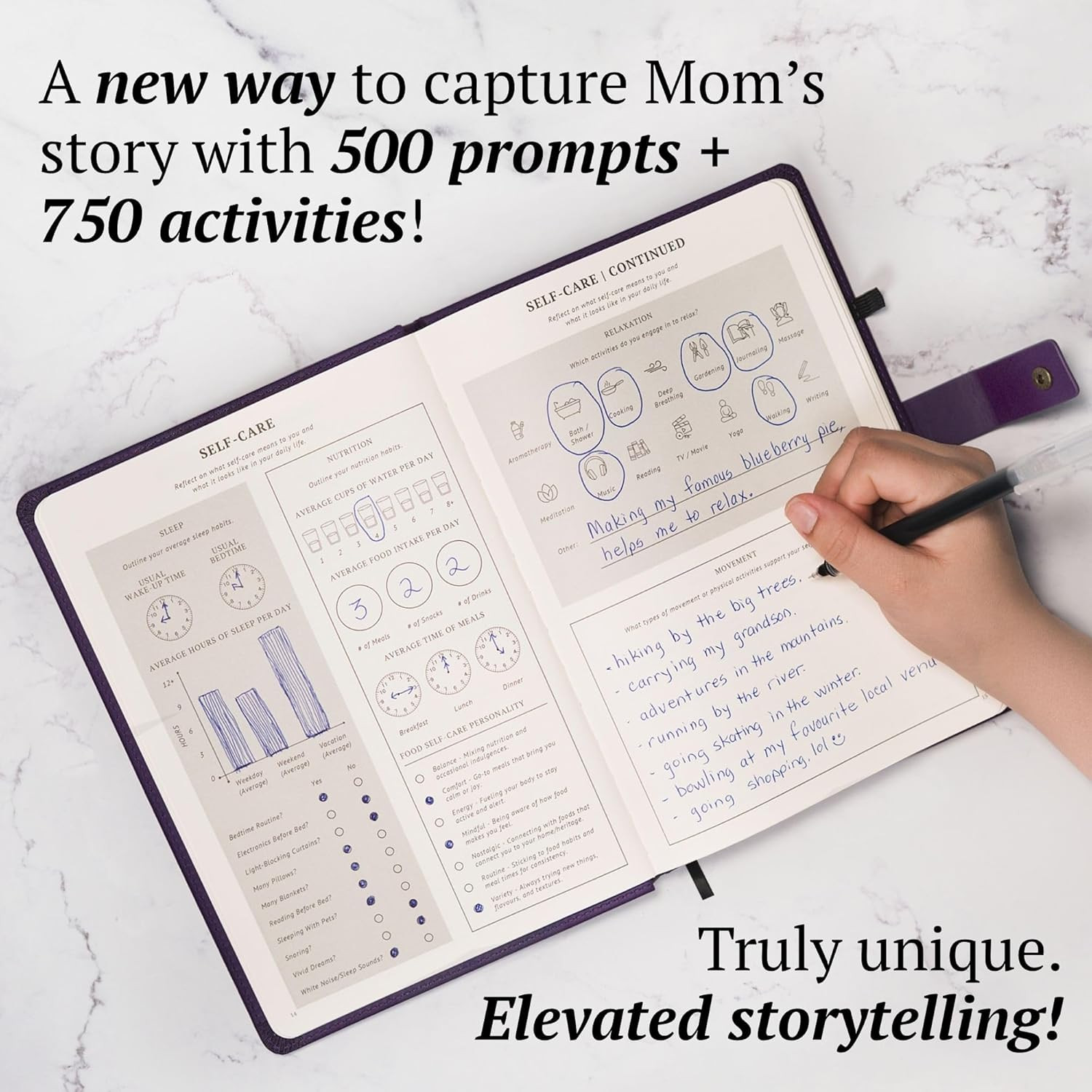 4-In-1 Mom’S Story Activity Journal (Hardcover) – 500+ Prompt Vegan Leather Acti