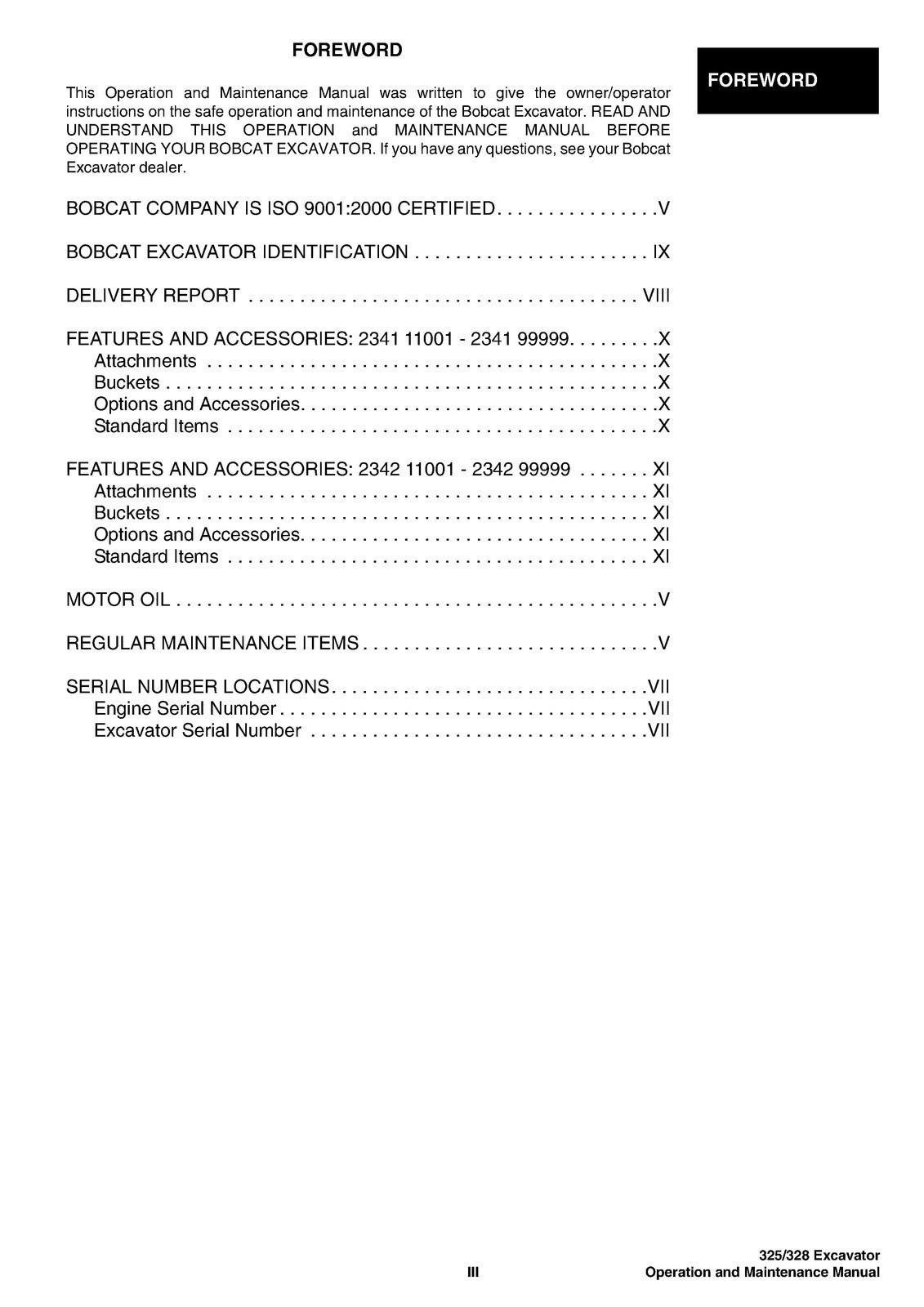 BOBCAT 325 328 G Series Excavator Operation And Maintenance Manual SPIRAL